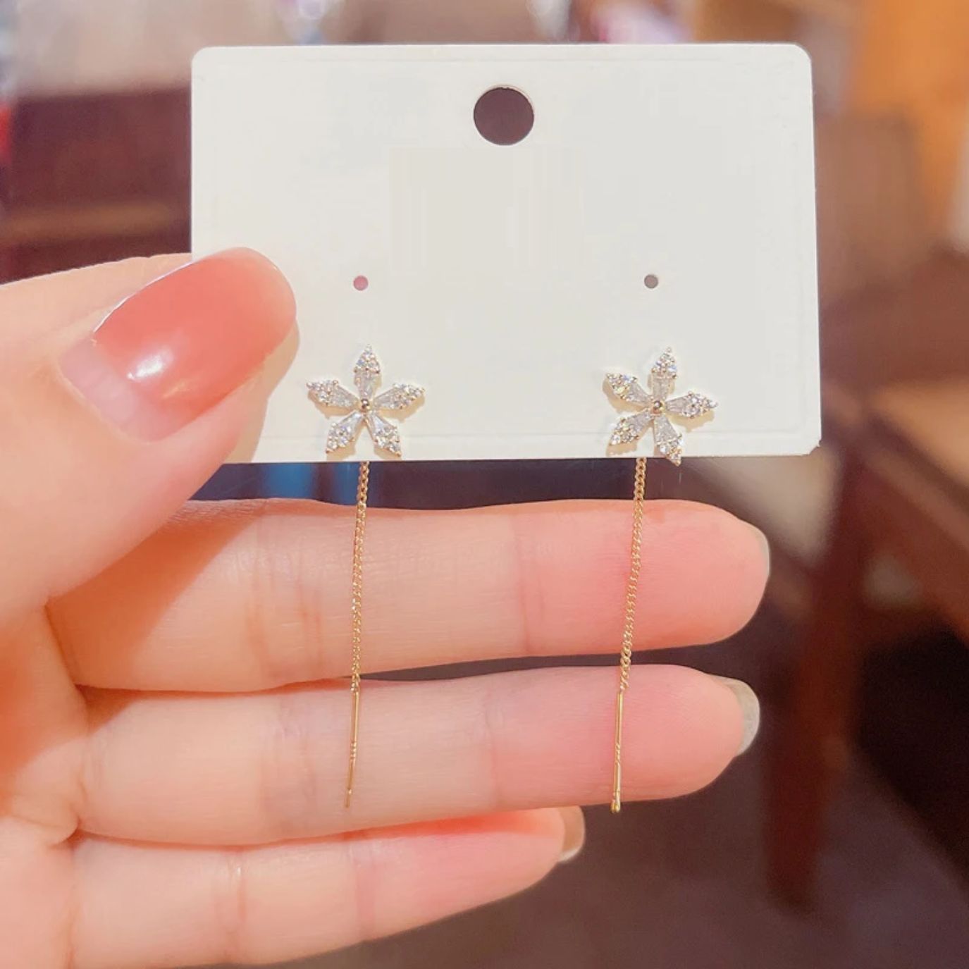 FLOWER THREADER DIAMOND EARRINGS (PAIR) - Concordia Style Boutique