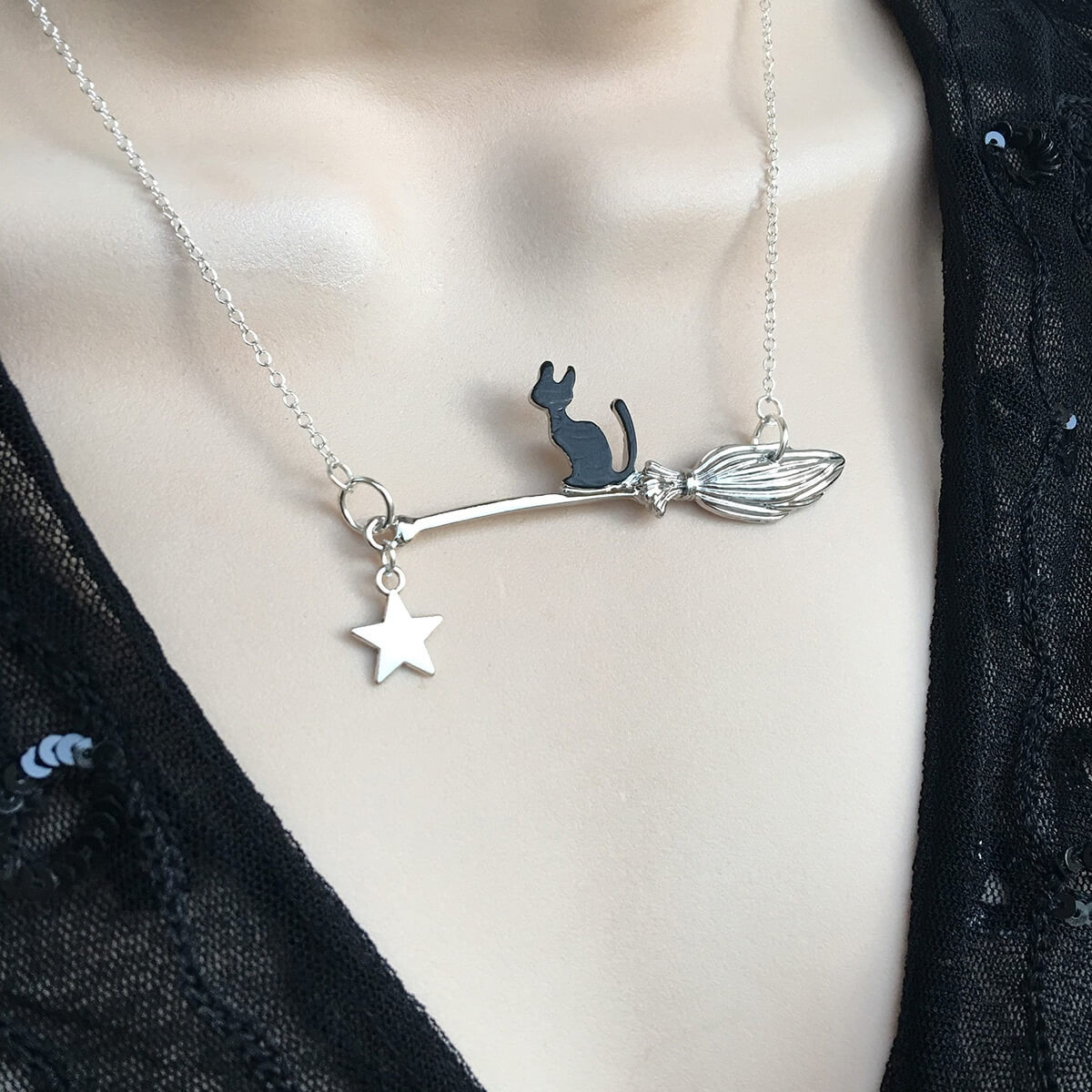 CAT BROOMSTICK NECKLACE - Concordia Style Boutique