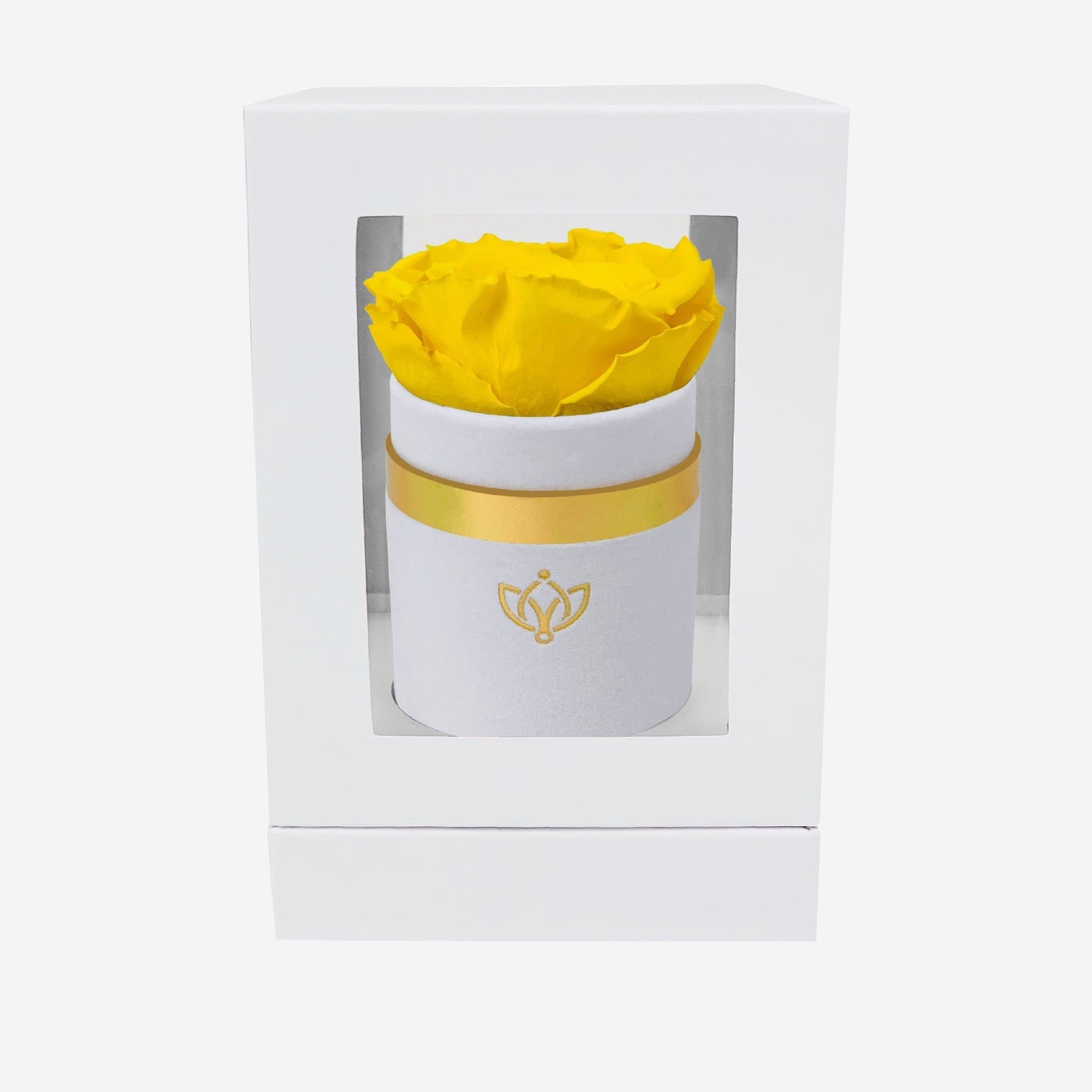 Single White Suede Box | Yellow Rose