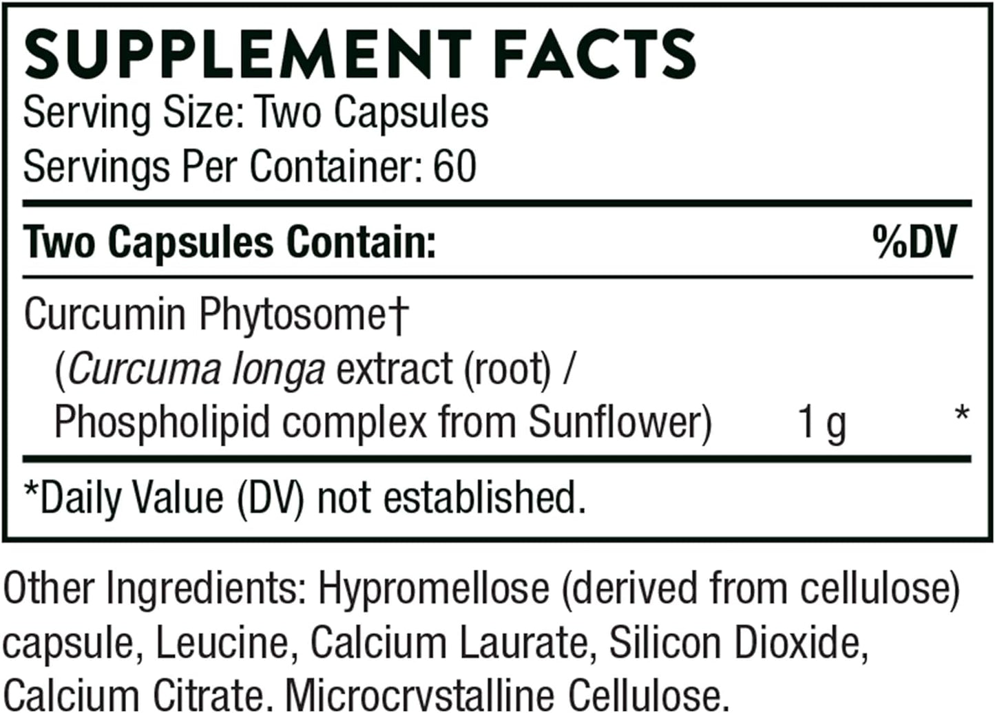 THORNE Curcumin Phytosome 1000 mg (Meriva) - Clinically Studied, High Absorption - Supports Health in Joints, Muscles, GI Tract, Liver, and Brain - 120 Capsules - 60 Servings