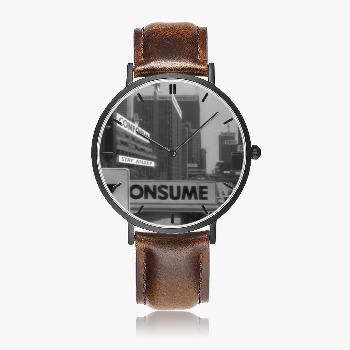 Ultra-Thin Leather Strap Quartz Watch -"They Live" - Unisex - Premium Leather Strap Watches from Concordia Style Boutique - Just $41.25! Shop now at Concordia Style Boutique