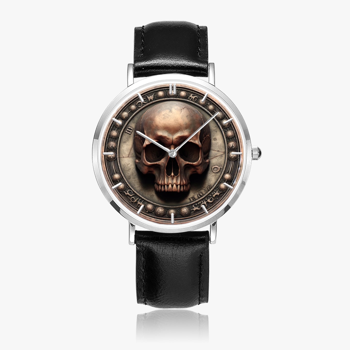 Ultra-Thin Leather Strap Quartz Watch -"Momento Mori" - Unisex - Premium Leather Strap Watches from Concordia Style Boutique - Just $44.25! Shop now at Concordia Style Boutique