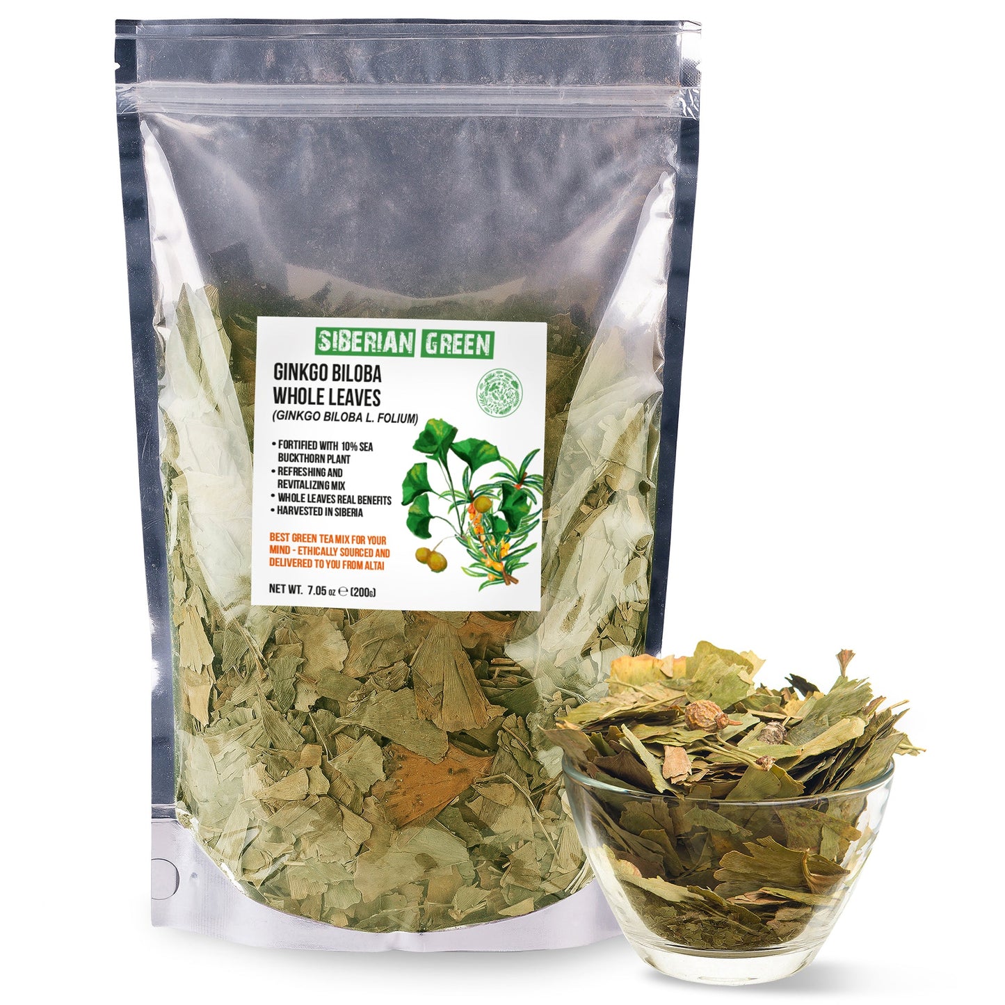 Organic Ginkgo Leaf Tea – 200g Premium Ginkgo Biloba Leaves with Sea Buckthorn - Concordia Style Boutique