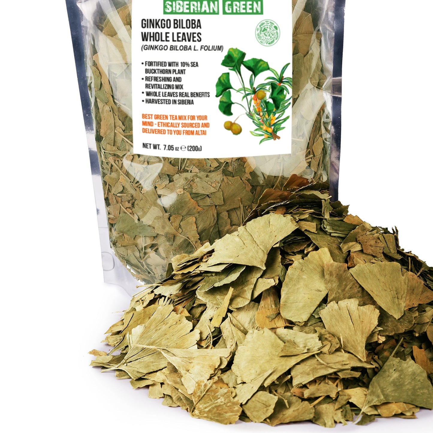 Organic Ginkgo Leaf Tea – 200g Premium Ginkgo Biloba Leaves with Sea Buckthorn - Concordia Style Boutique