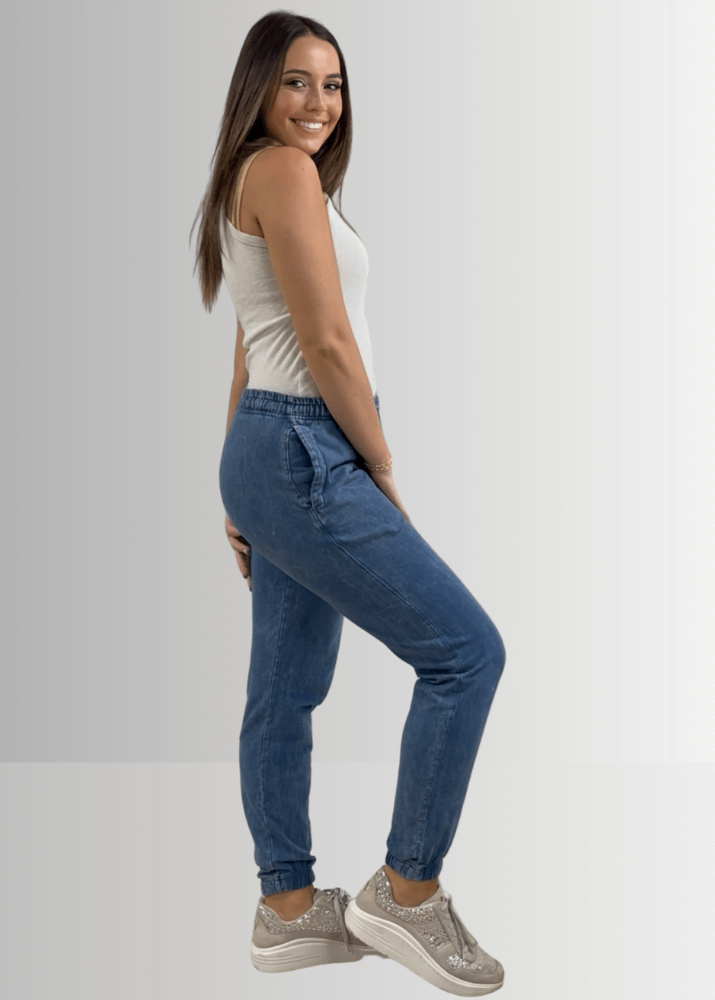 All Day French Terry Pocket Joggers in Light Denim - Concordia Style Boutique