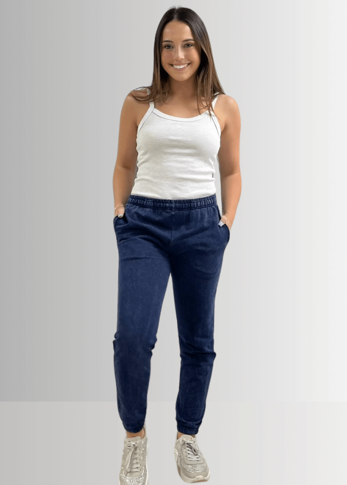 All Day French Terry Pocket Joggers in Light Denim - Concordia Style Boutique