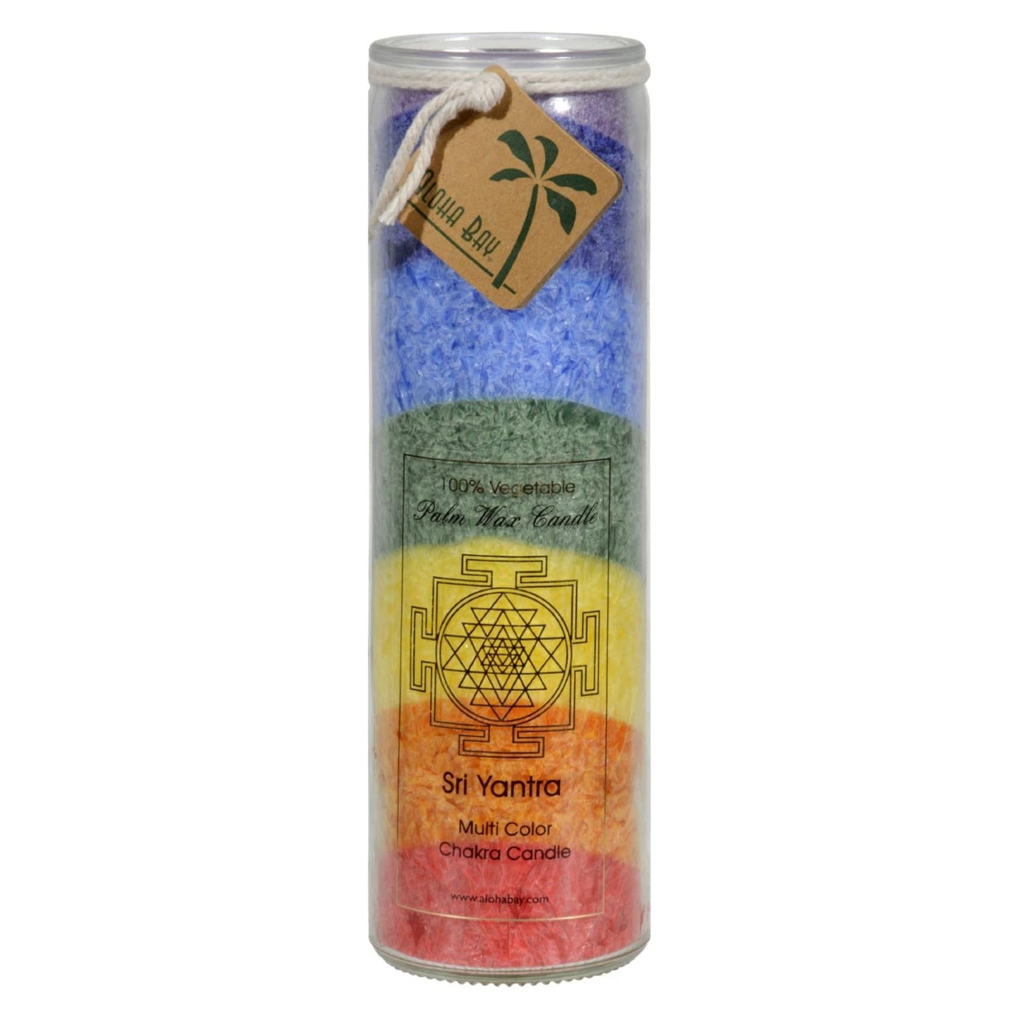 Aloha Bay Unscented Chakra Jar with Rainbow Sri Yantra 7 Color Candle - Concordia Style Boutique