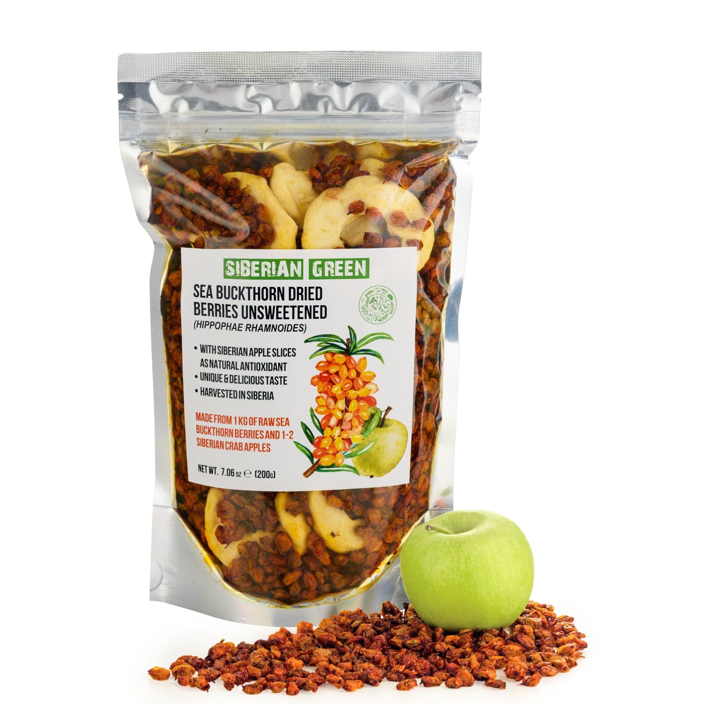 Sea Buckthorn Berries with Apple Slices – A Nutrient-Packed Superfood (200 g) - Concordia Style Boutique