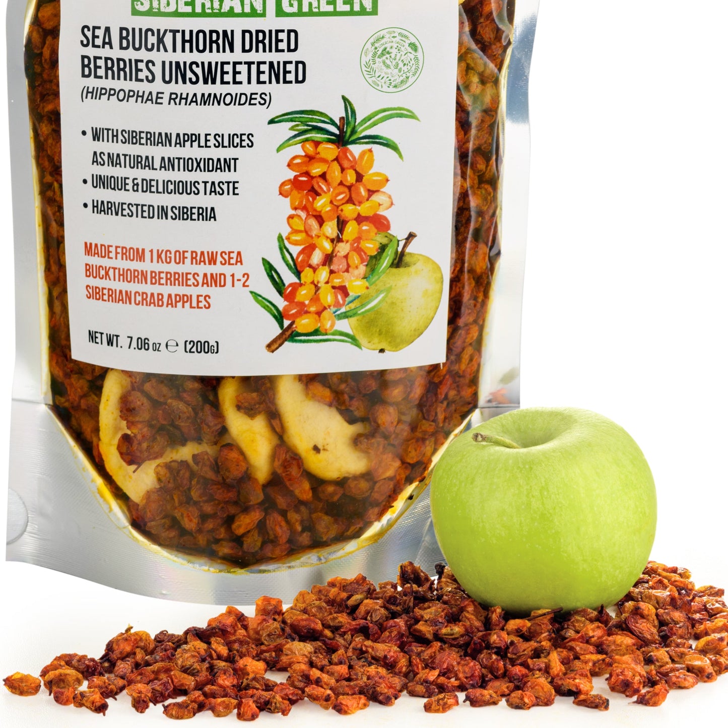 Sea Buckthorn Berries with Apple Slices – A Nutrient-Packed Superfood (200 g) - Concordia Style Boutique