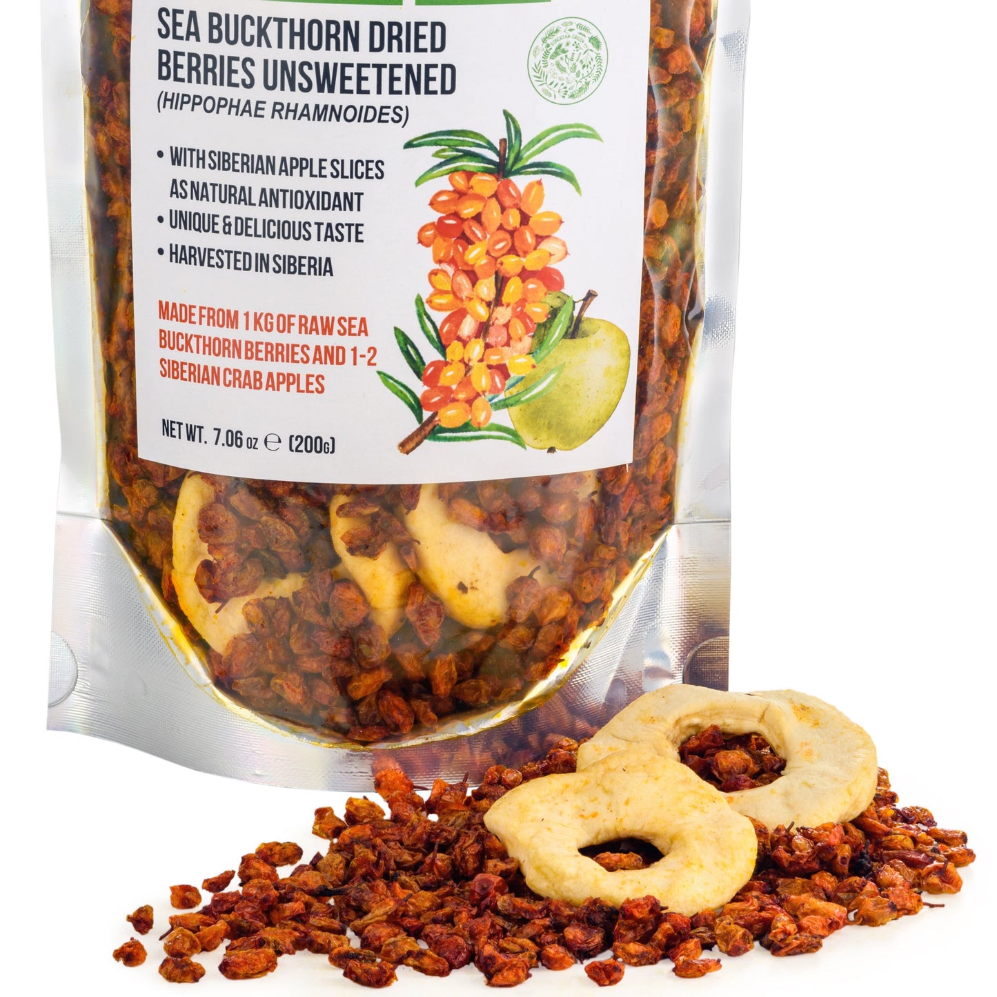 Sea Buckthorn Berries with Apple Slices – A Nutrient-Packed Superfood (200 g) - Concordia Style Boutique