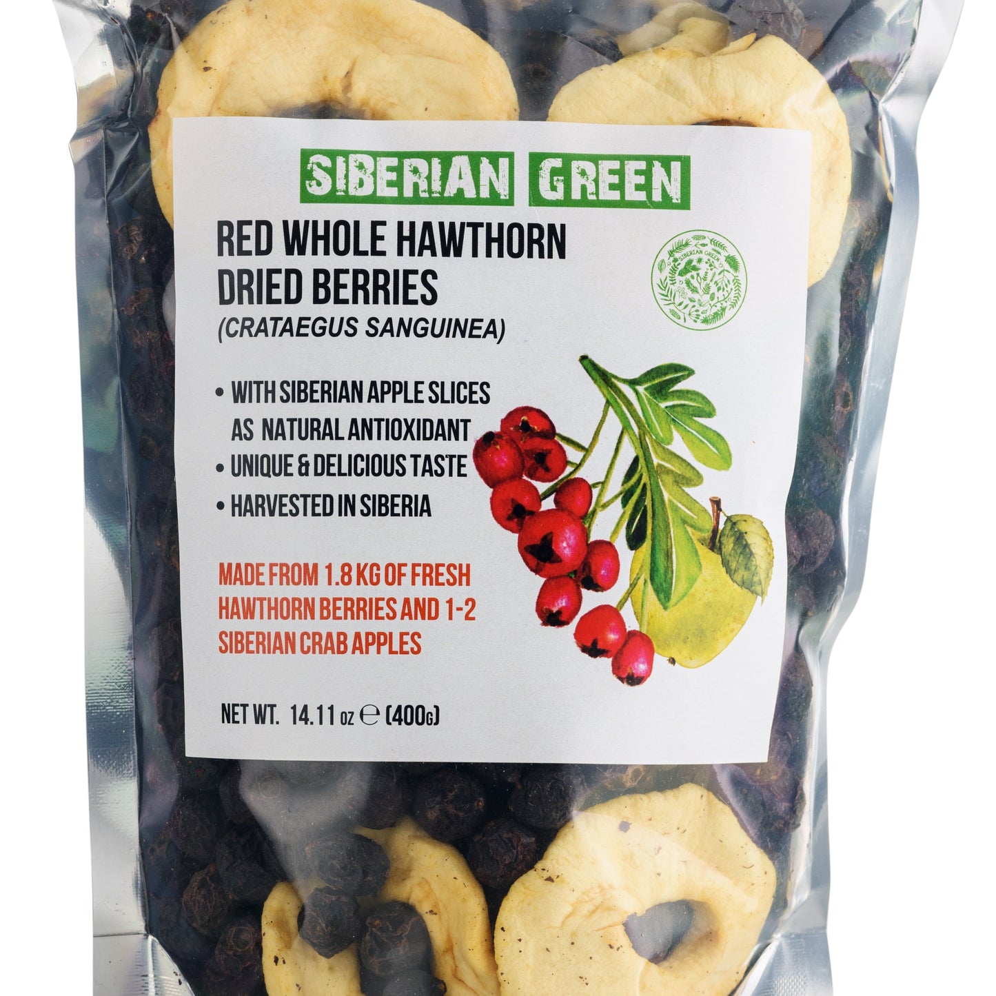 Premium Wild-Harvested Dried Red Hawthorn Berries with Apple Slices. 100% Natural & Nutrient Rich, 400g - Concordia Style Boutique
