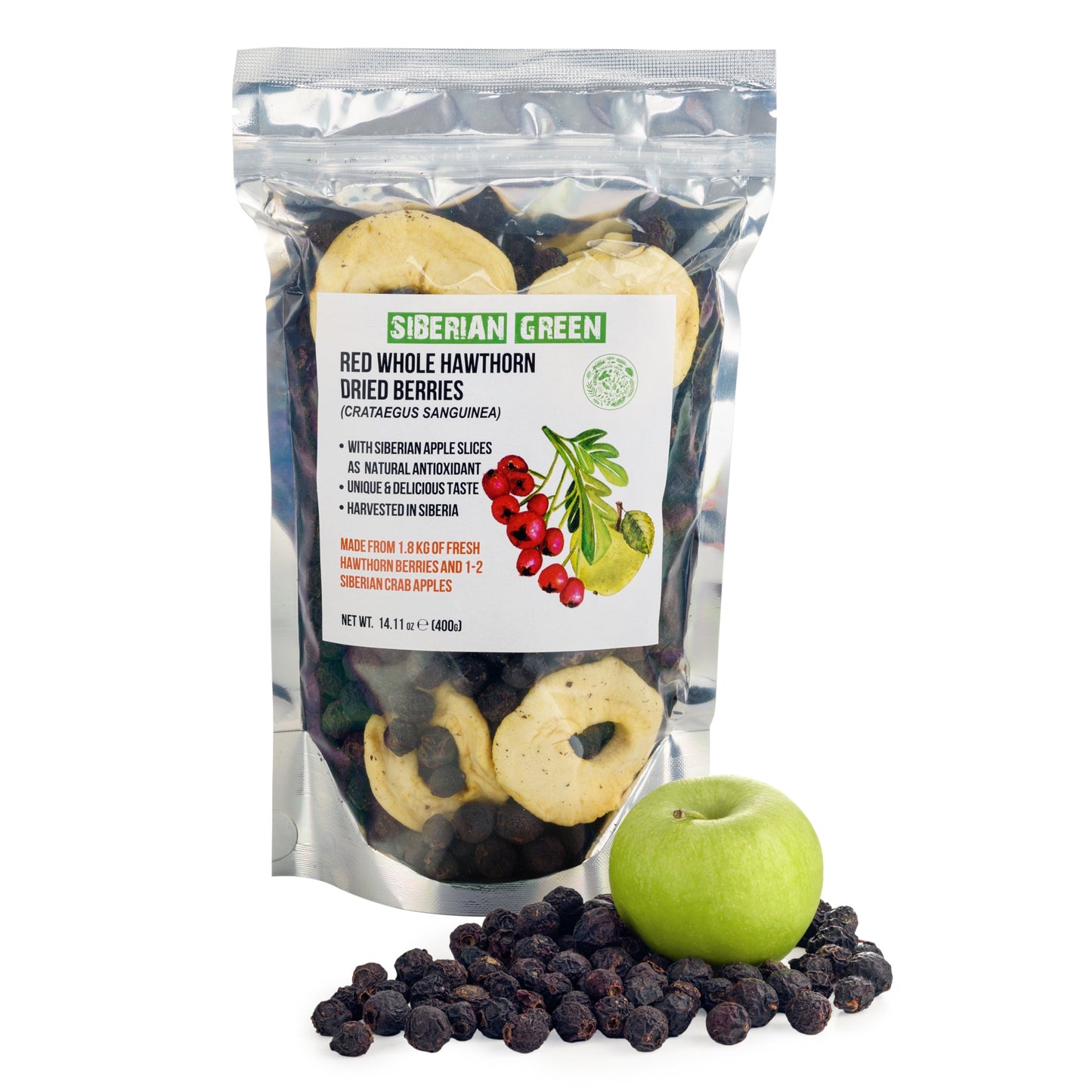 Premium Wild-Harvested Dried Red Hawthorn Berries with Apple Slices. 100% Natural & Nutrient Rich, 400g - Concordia Style Boutique