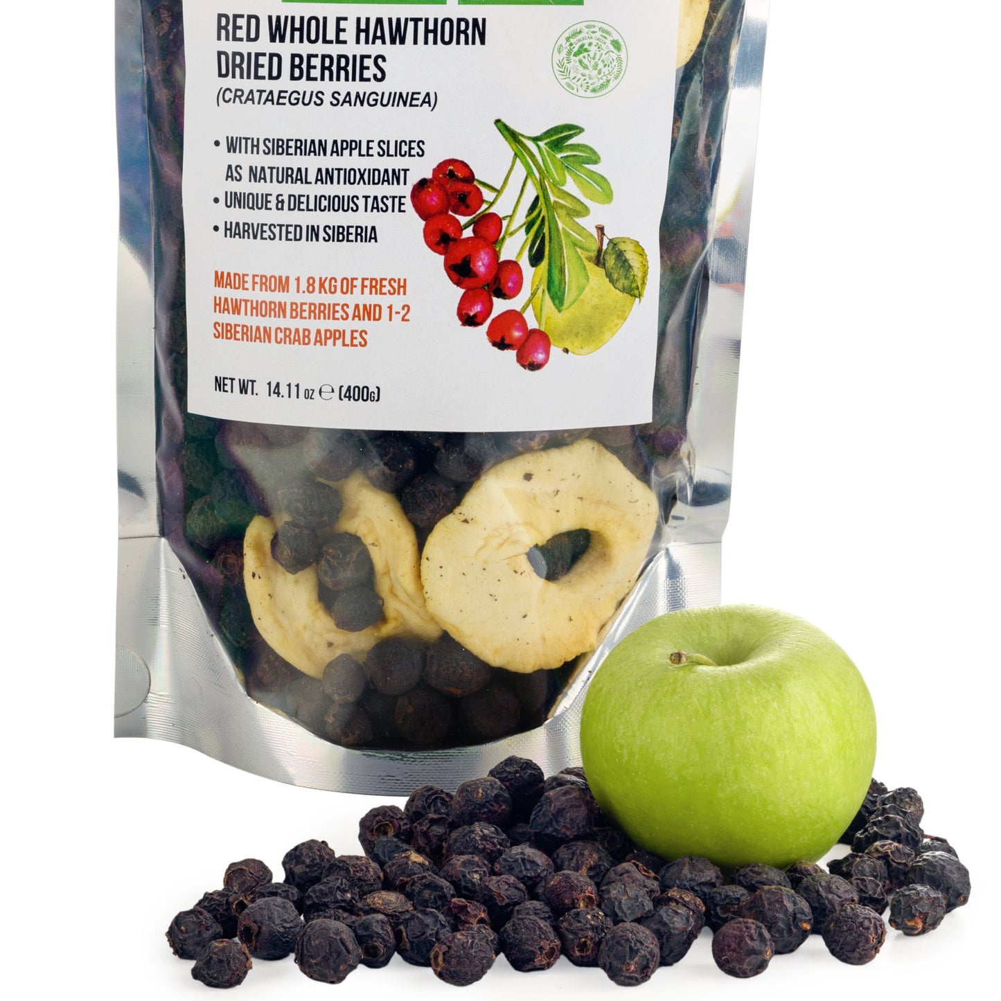 Premium Wild-Harvested Dried Red Hawthorn Berries with Apple Slices. 100% Natural & Nutrient Rich, 400g - Concordia Style Boutique