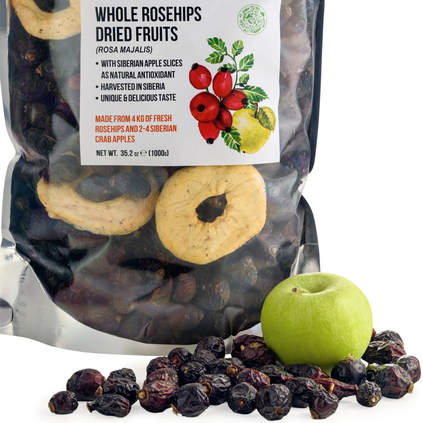Antioxidant-Rich Superfood: Premium Dried Rose Hips with Apple Slices - Concordia Style Boutique