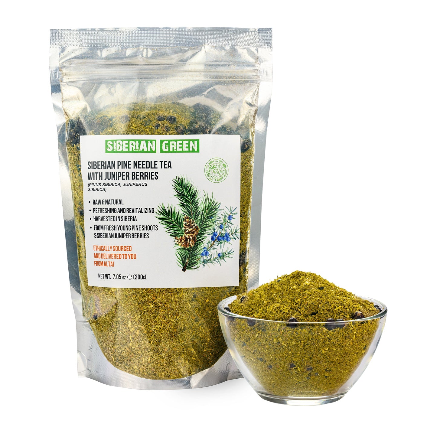 White Pine Needle Tea Loose Powder 200g - 100% Natural & Organic from Siberian Green - Concordia Style Boutique