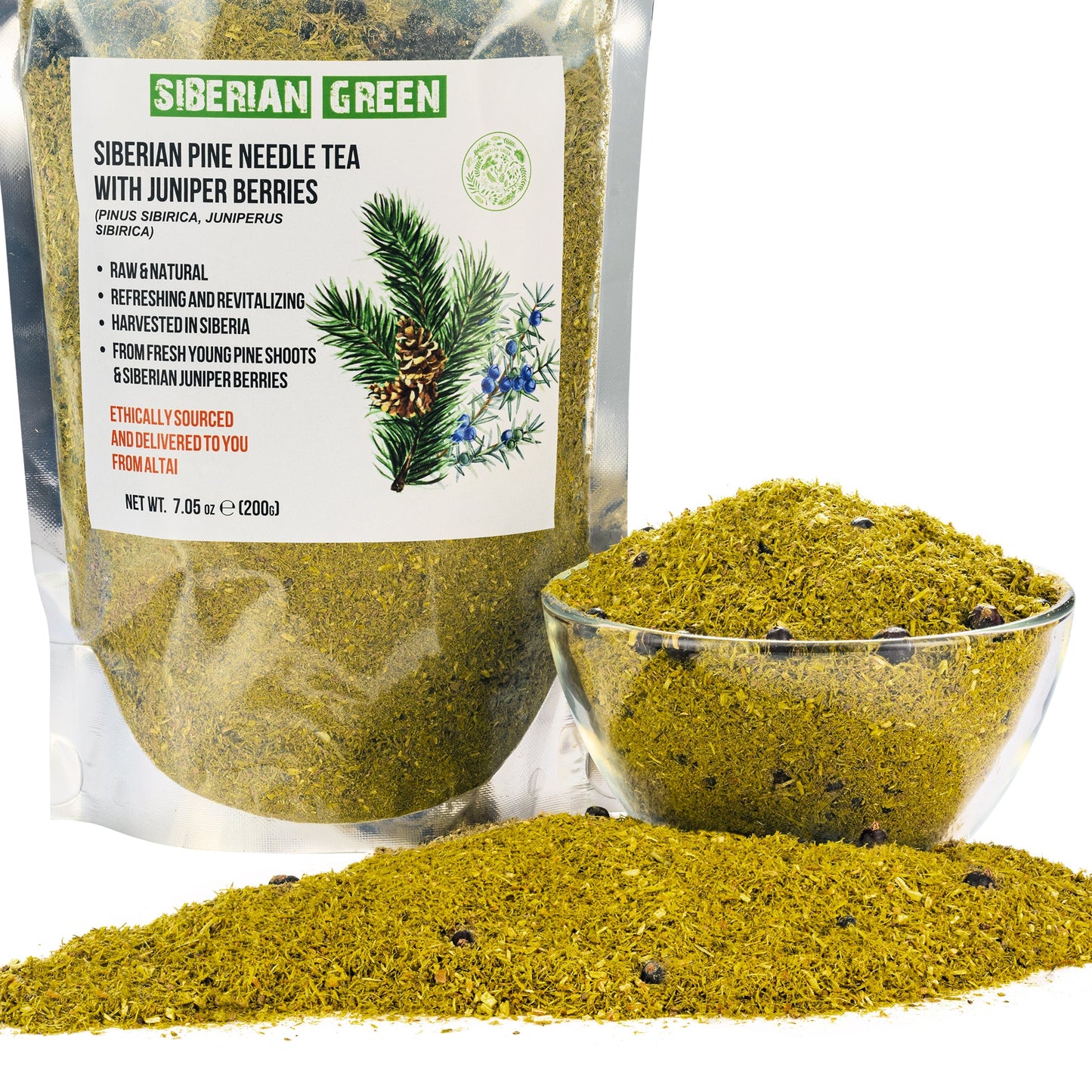 White Pine Needle Tea Loose Powder 200g - 100% Natural & Organic from Siberian Green - Concordia Style Boutique