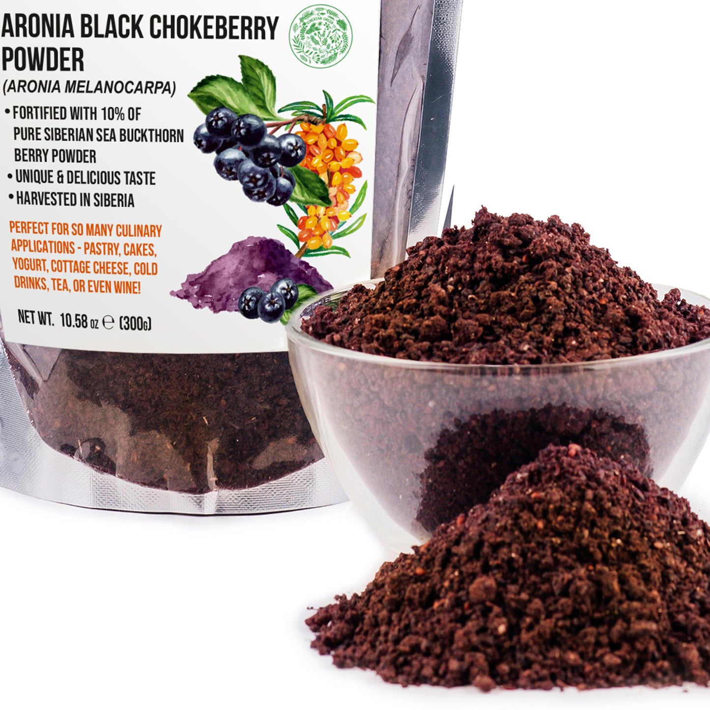 Siberian Green - Black Aronia Berry & Sea Buckthorn Powder – 300g (10.58 oz) - Concordia Style Boutique