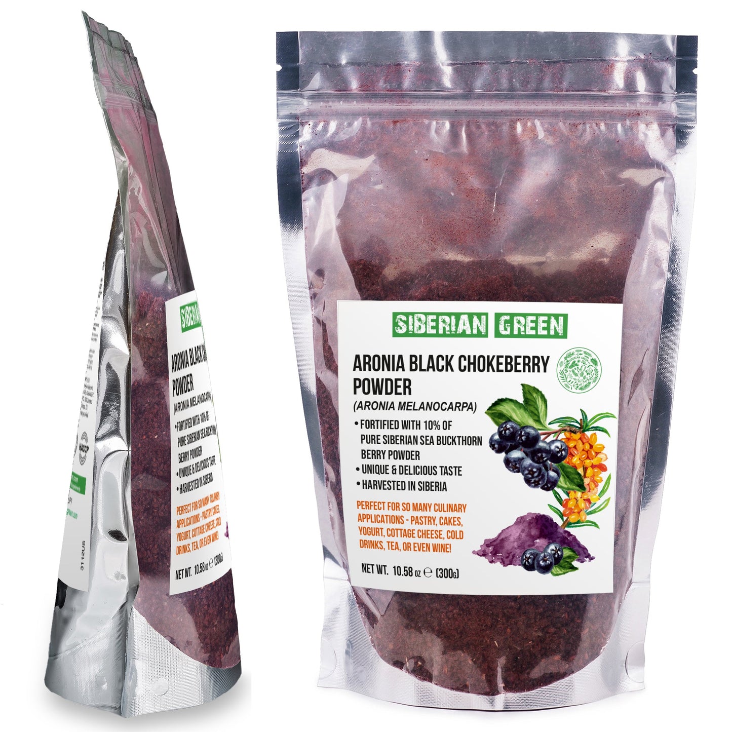 Siberian Green - Black Aronia Berry & Sea Buckthorn Powder – 300g (10.58 oz) - Concordia Style Boutique