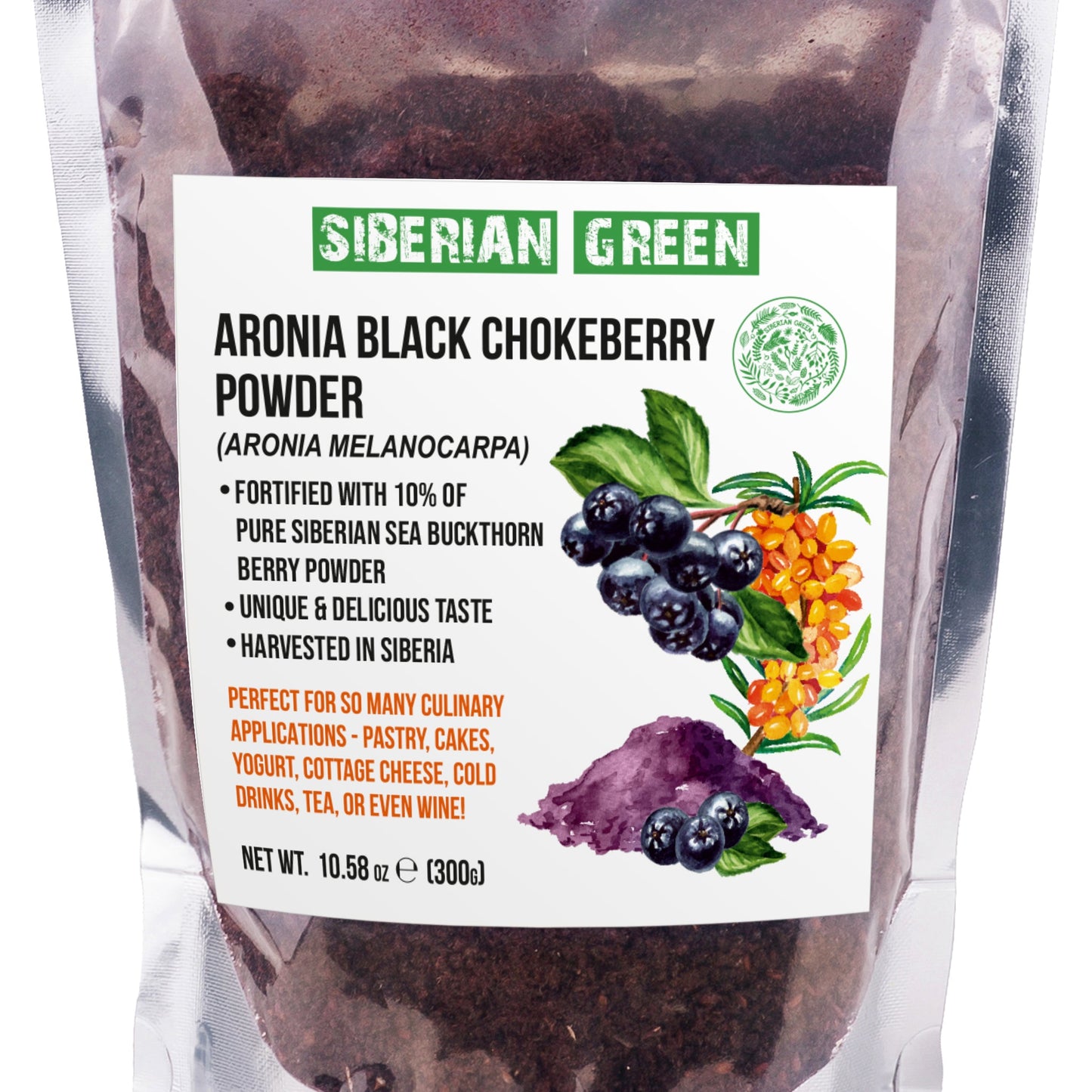 Siberian Green - Black Aronia Berry & Sea Buckthorn Powder – 300g (10.58 oz) - Concordia Style Boutique
