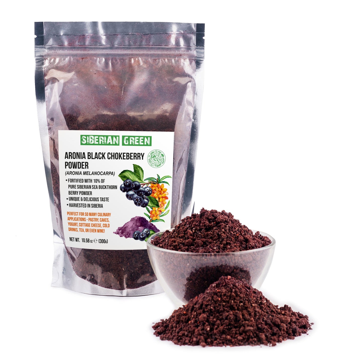 Siberian Green - Black Aronia Berry & Sea Buckthorn Powder – 300g (10.58 oz) - Concordia Style Boutique