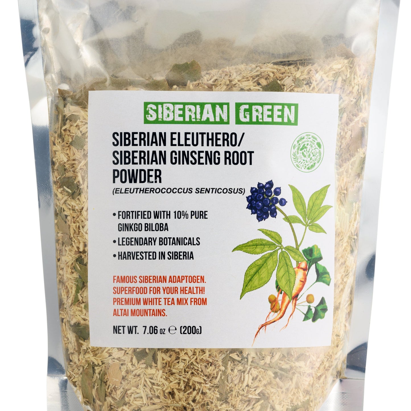 Organic Siberian Ginseng Powder with 10% Ginkgo Biloba - Concordia Style Boutique