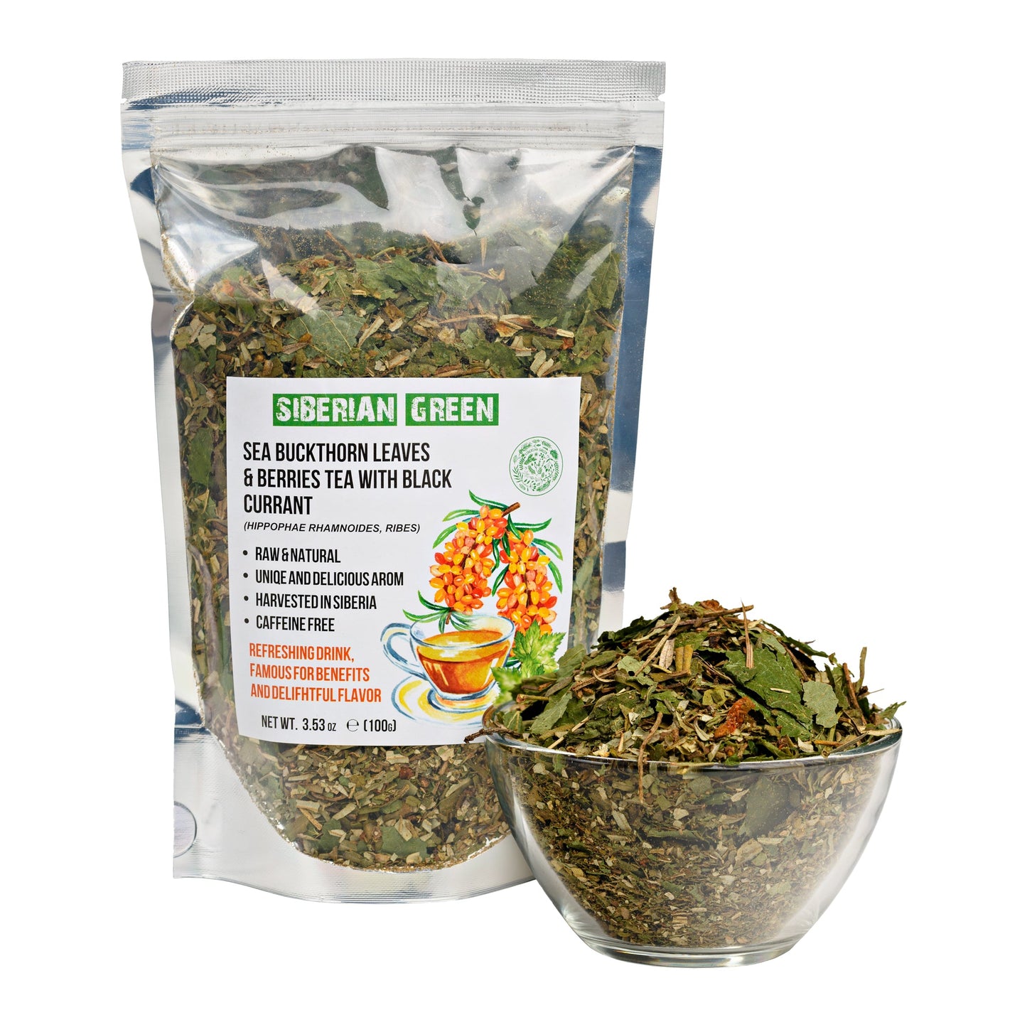 Siberian Green Sea Buckthorn Tea with Black Currant Leaves – Wild-Harvested & Caffeine-Free - Concordia Style Boutique
