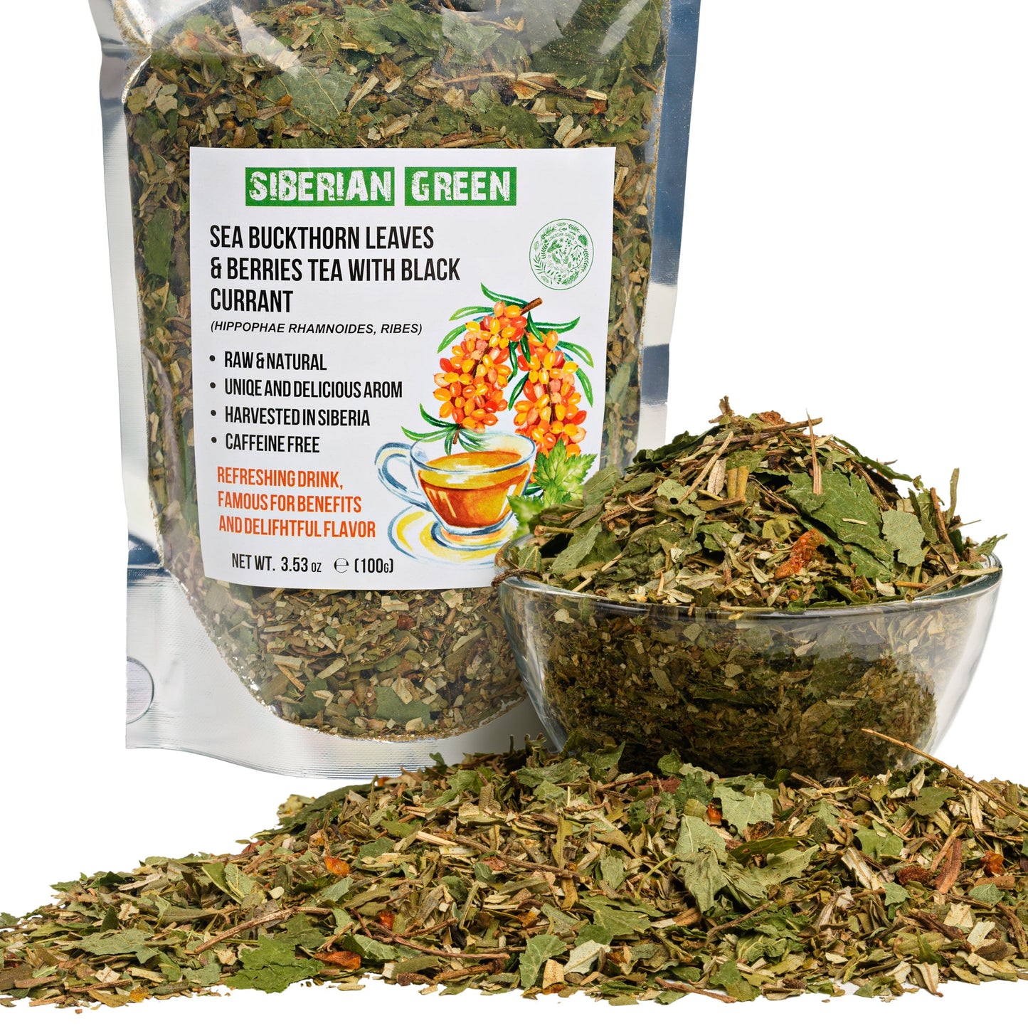 Siberian Green Sea Buckthorn Tea with Black Currant Leaves – Wild-Harvested & Caffeine-Free - Concordia Style Boutique