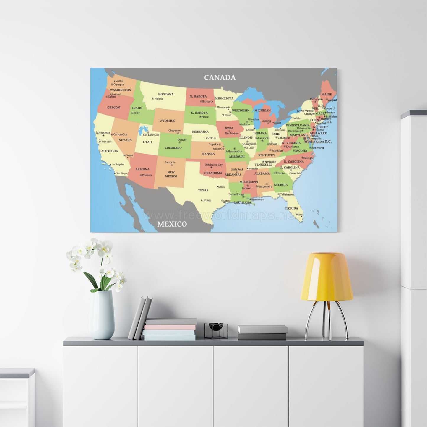 USA State Map Canvas Art - Matte Stretched Wall Decor - Premium Canvas from Concordia Style Boutique - Just $386.03! Shop now at Concordia Style Boutique