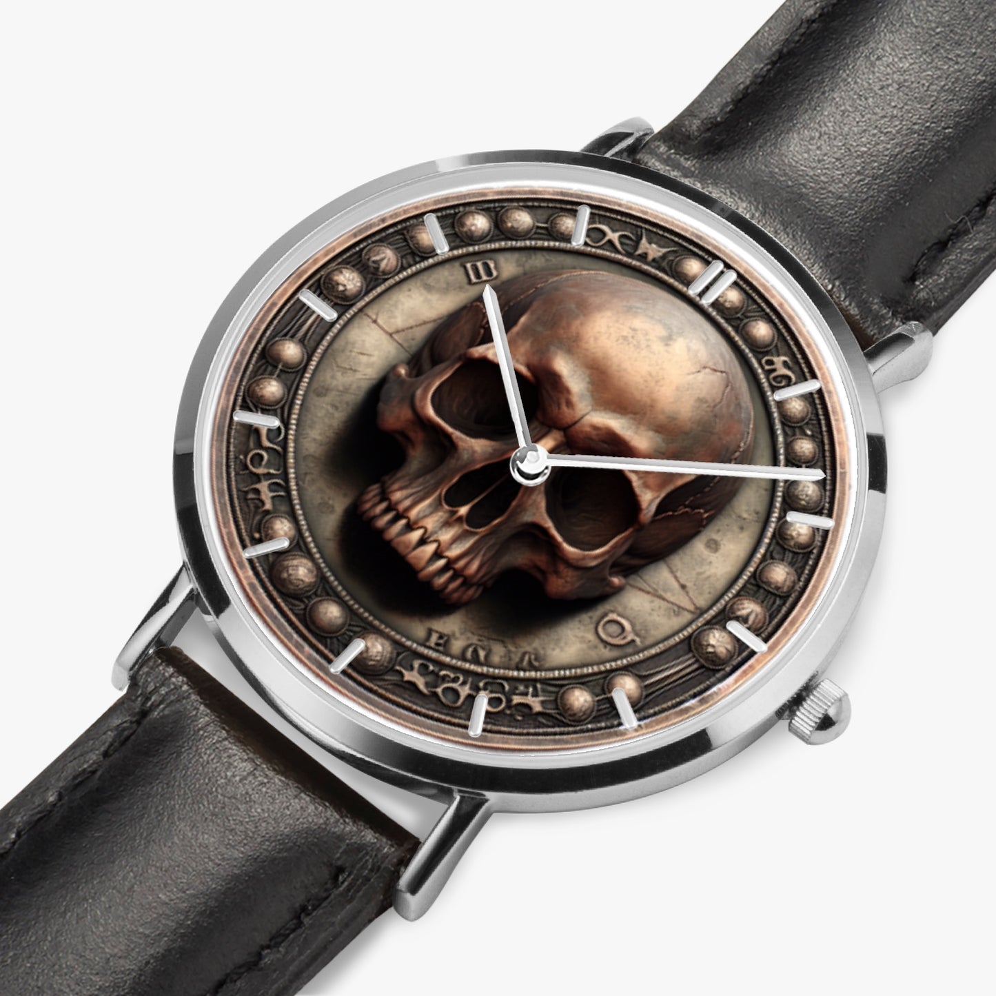 Ultra-Thin Leather Strap Quartz Watch -"Momento Mori" - Unisex - Premium Leather Strap Watches from Concordia Style Boutique - Just $44.25! Shop now at Concordia Style Boutique