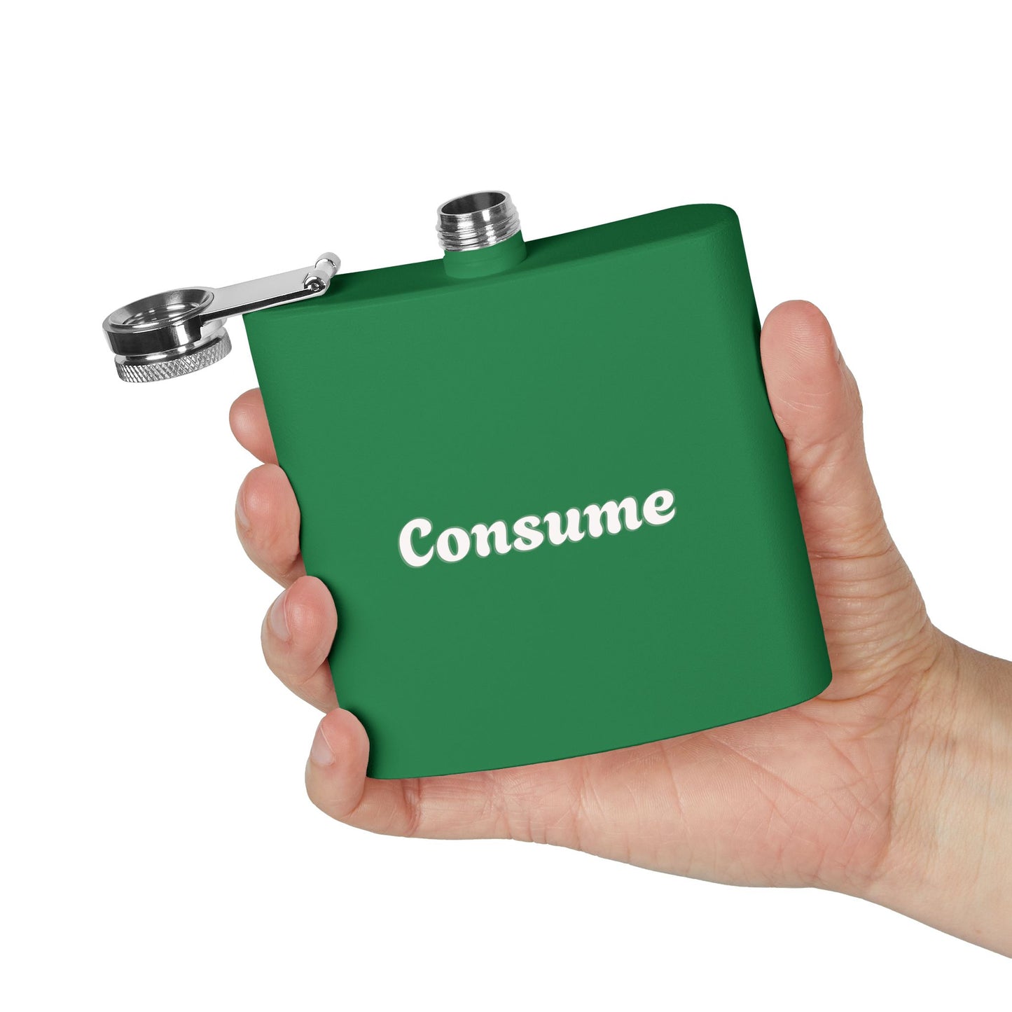"Consume" - 6 oz Stainless Steel Flask - Premium 6 oz Stainless Steel Hip Flask from Concordia Style Boutique - Just $28.88! Shop now at Concordia Style Boutique