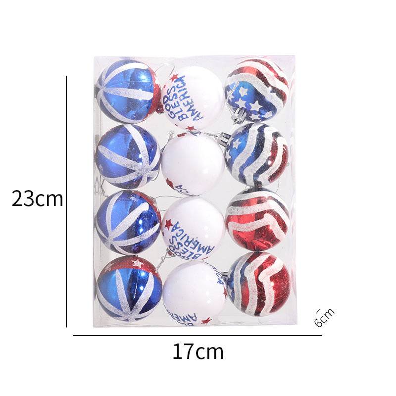 American Independence Day Christmas Plastic Balls - Christmas Tree Decoration - Hand drawn Ball Set - Concordia Style Boutique