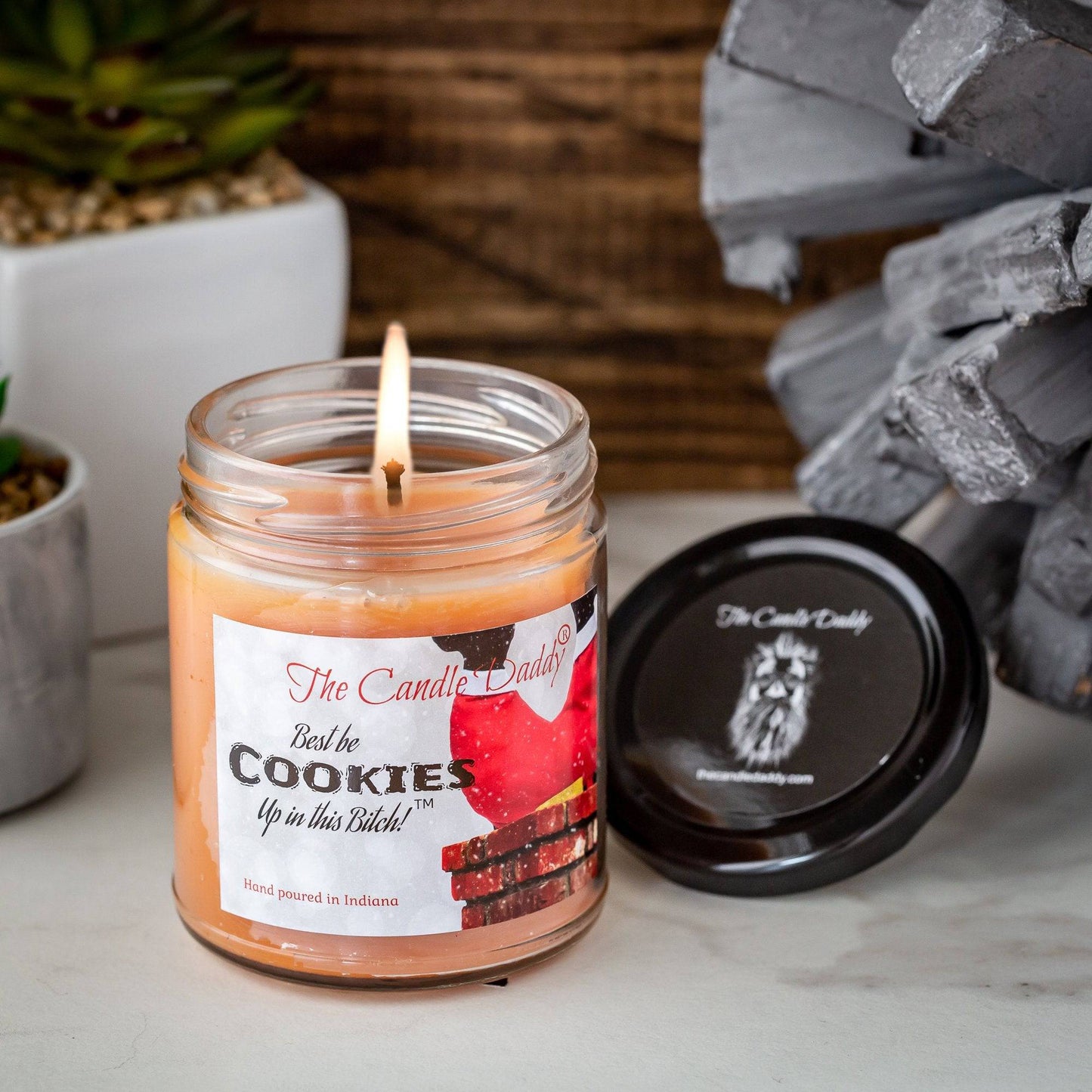 Best Be Cookies Up In This Bitch Holiday Candle - Funny Chocolate Chip Cookie Scented Candle - Funny Holiday Candle for Christmas - Long Burn Time, Holiday Fragrance, Hand Poured in USA - 6oz - 40 Hour Burn Time