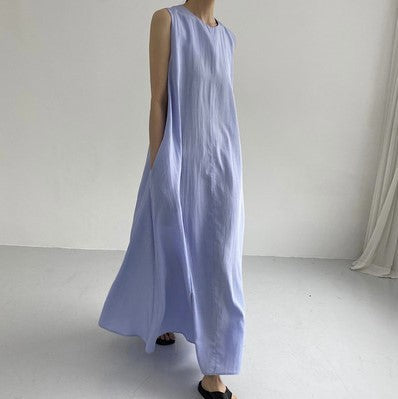 Long Loose Sleeveless Cotton Linen Dress - Concordia Style Boutique