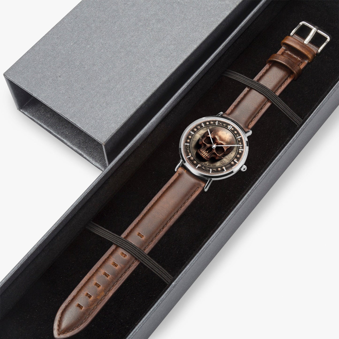Ultra-Thin Leather Strap Quartz Watch -"Memento Mori" - Unisex - Premium Leather Strap Watches from Concordia Style Boutique - Just $44.25! Shop now at Concordia Style Boutique