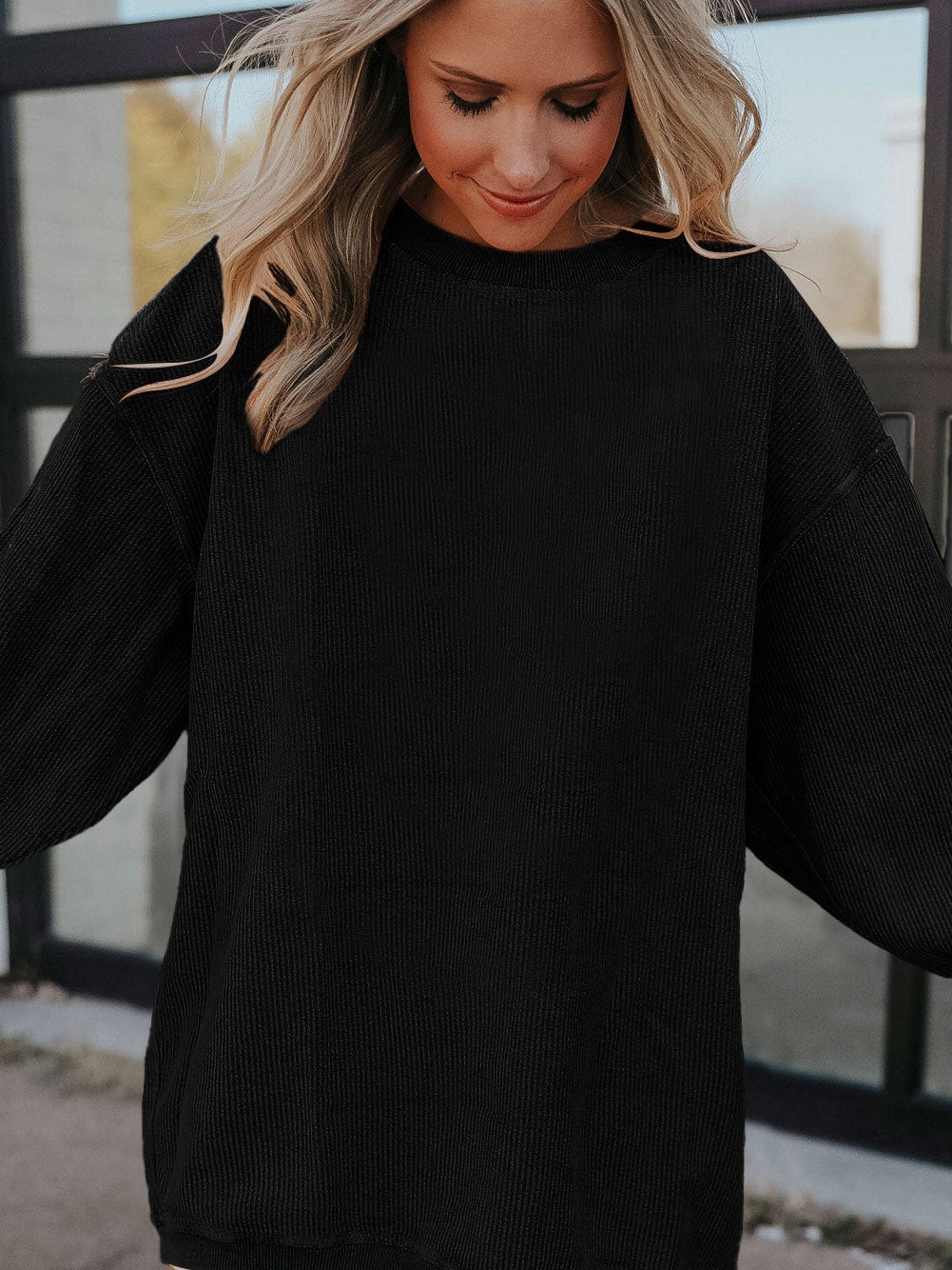Letter Printed Crewneck Baggy Fit Long Sleeve Tee - Concordia Style Boutique