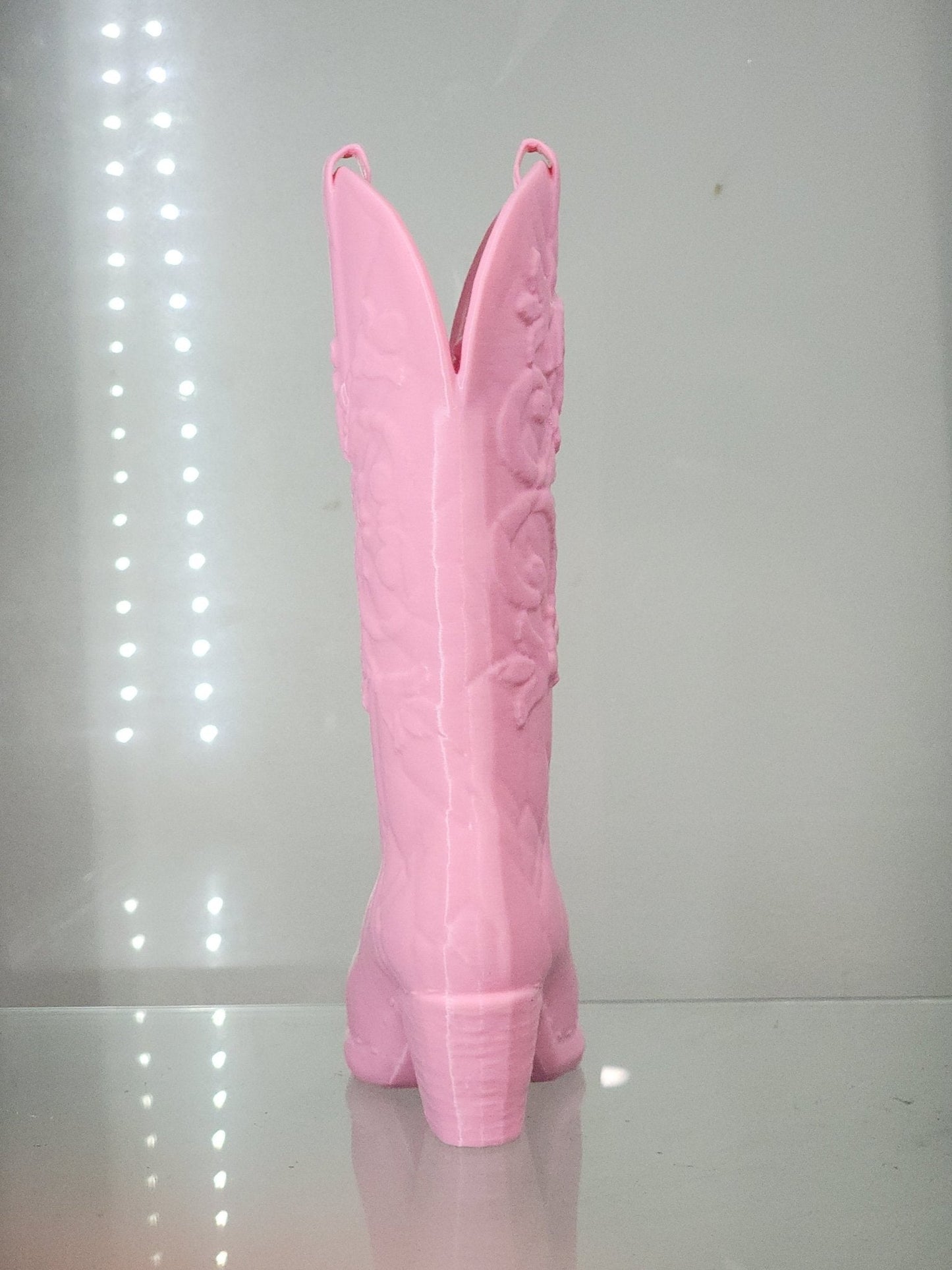 3D Printed Pink Cowboy Boot Brush Holder - Western Decor