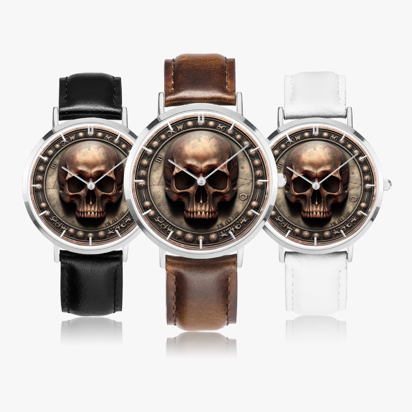 Ultra-Thin Leather Strap Quartz Watch -"Memento Mori" - Unisex - Premium Leather Strap Watches from Concordia Style Boutique - Just $44.25! Shop now at Concordia Style Boutique