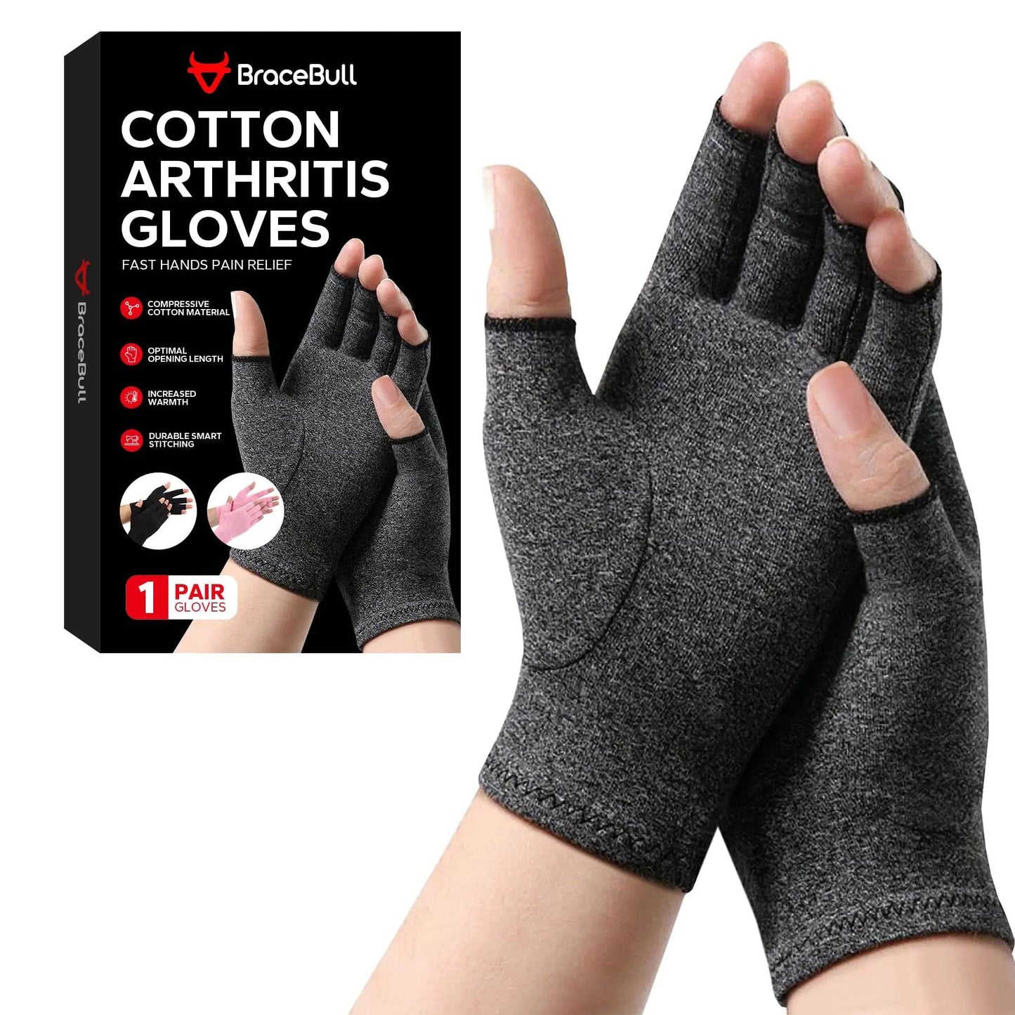 Fingerless Compression Gloves (1 Pair) Cotton Arthritis Gloves Women Men - Arthritis Pain Relief Gloves - Hand Compression Gloves - Arthritis for Carpal Tunnel - Rheumatoid - Tendonitis (Small, Grey) - Concordia Style Boutique