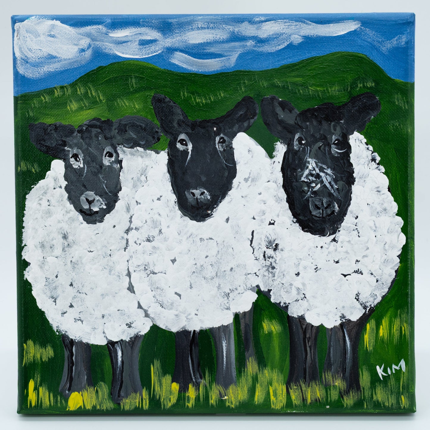Curly, Moe, & Larry Sheep | 10 X 10 | Canvas Painting | The Painted Attic