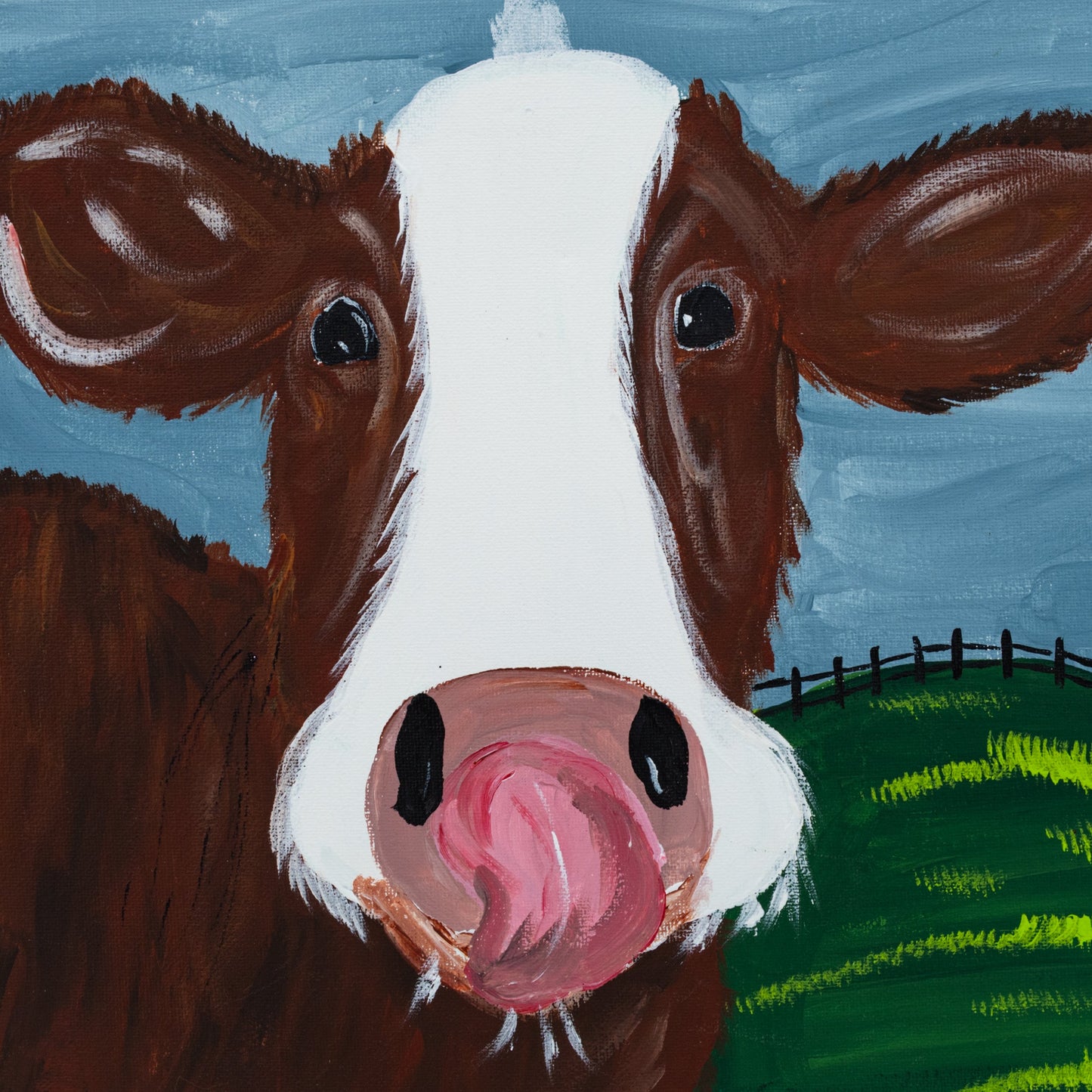 The Brown & White Cow Melissa | 12 X 12 | Canvas Painting | The Painted Attic