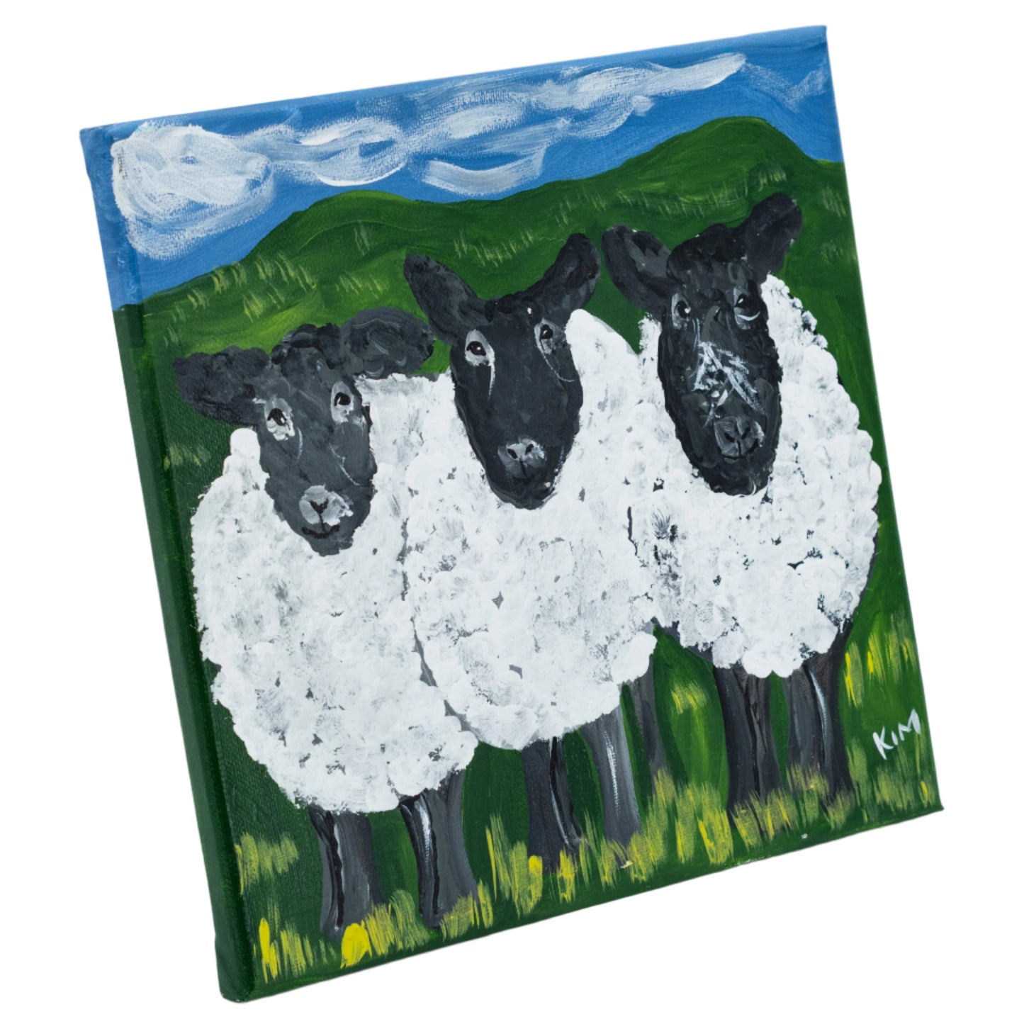 Curly, Moe, & Larry Sheep | 10 X 10 | Canvas Painting | The Painted Attic