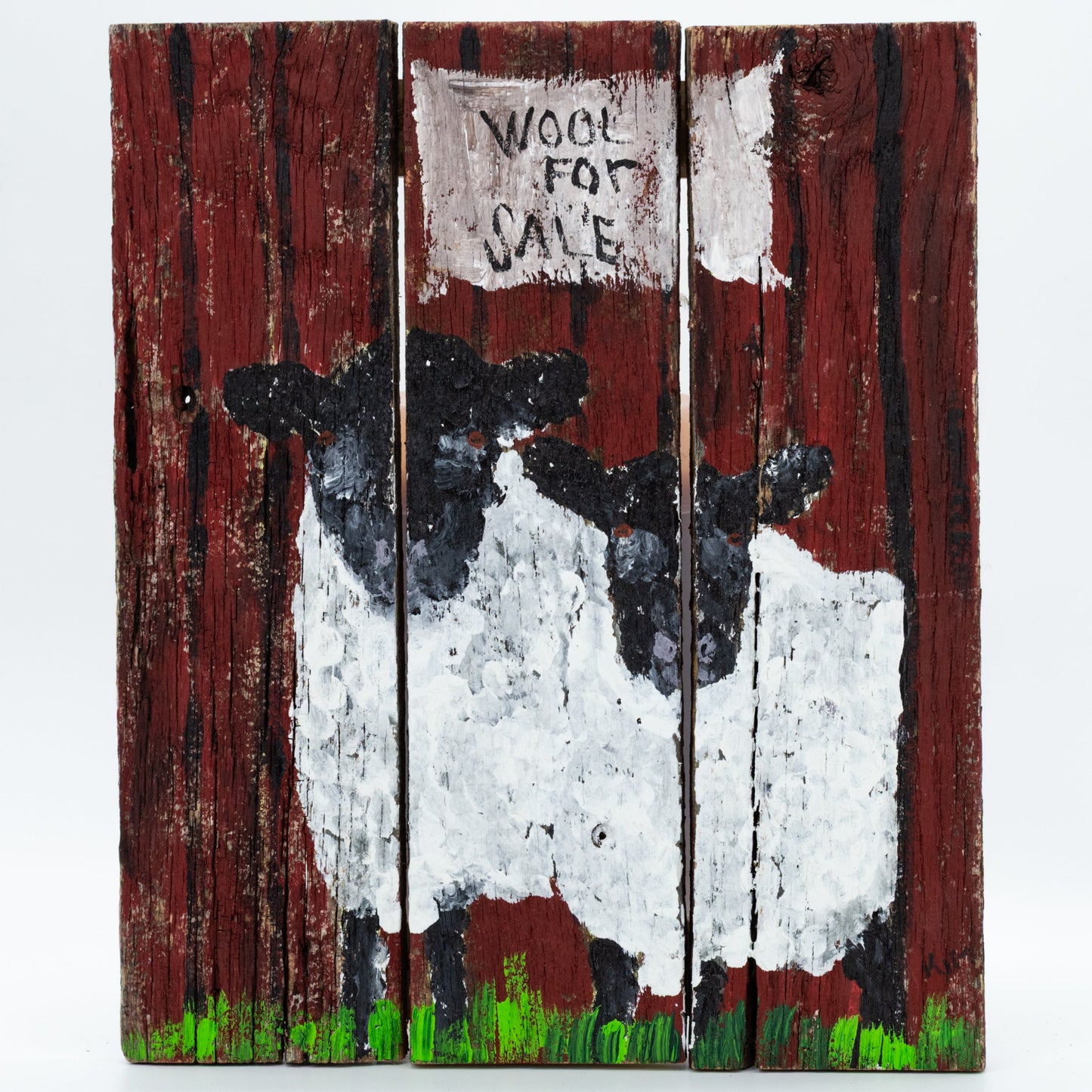 Sally & Samantha the Sheep | 13.25 X 16 | Old Wood Canvas | The Painted Attic