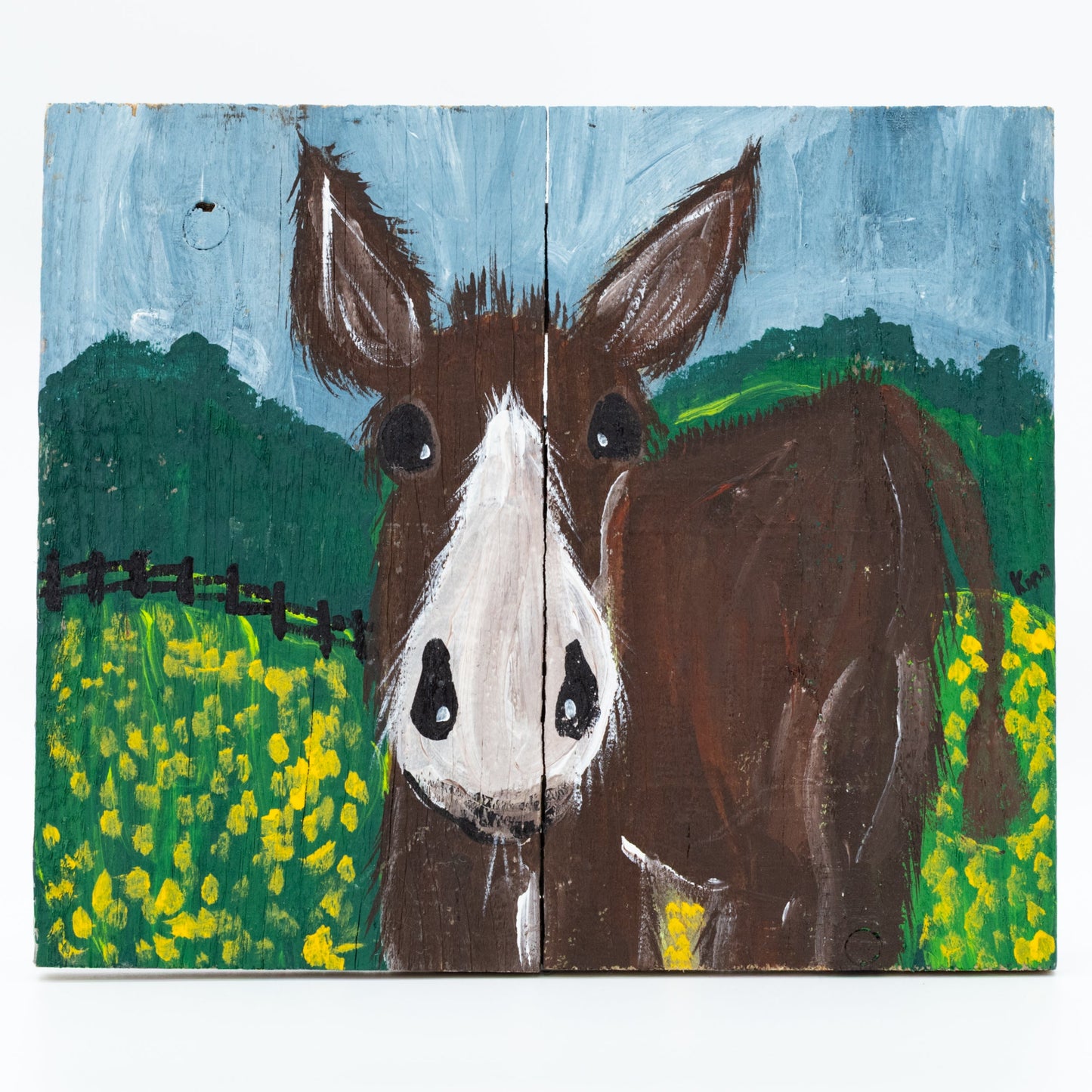 Della the Donkey | 10.5 X 9 | Old Wood Canvas | The Painted Attic