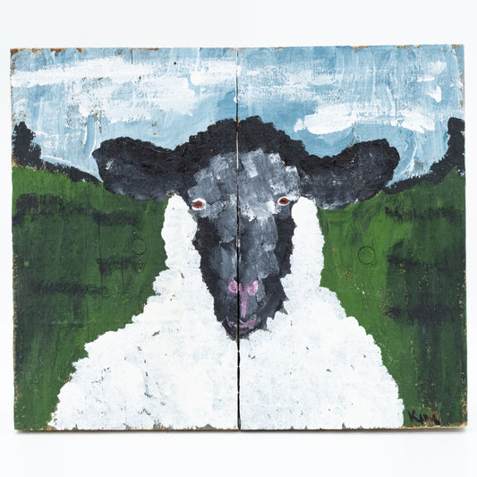 Rand the Sheep | 10.75 X 9 | Old Wood Canvas | The Painted Attic