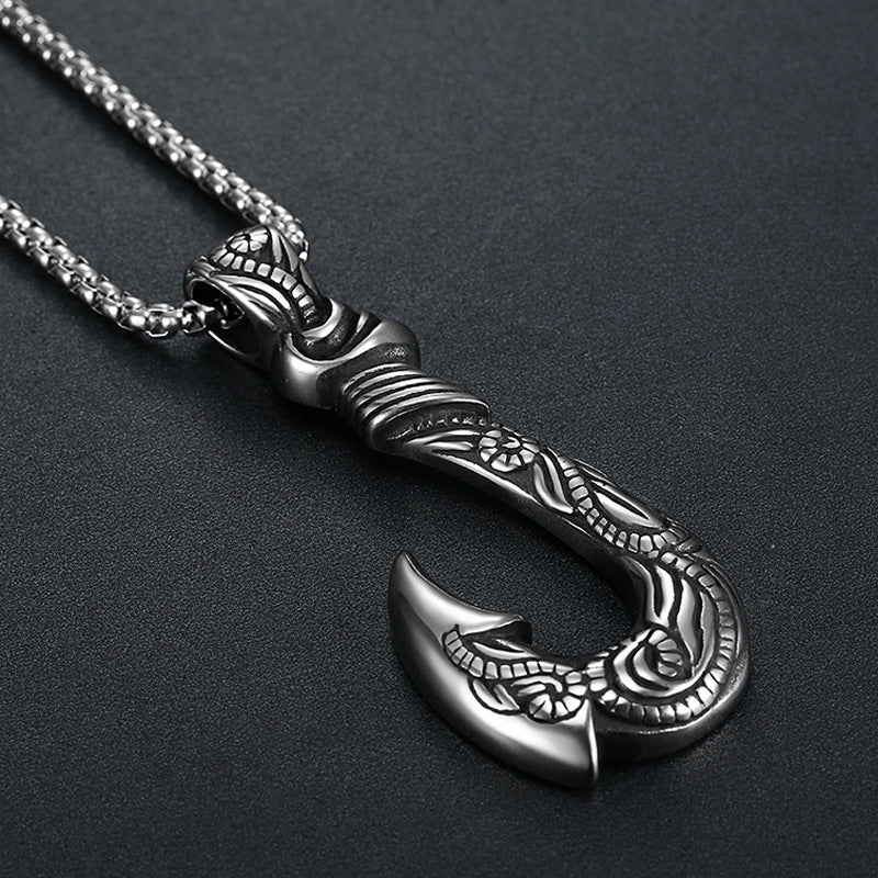 Vintage Stainless Steel Ocean Romance Fish Hook Titanium Steel Pendant - Premium Castor Oil from erDouckan - Just $8.74! Shop now at Concordia Style Boutique