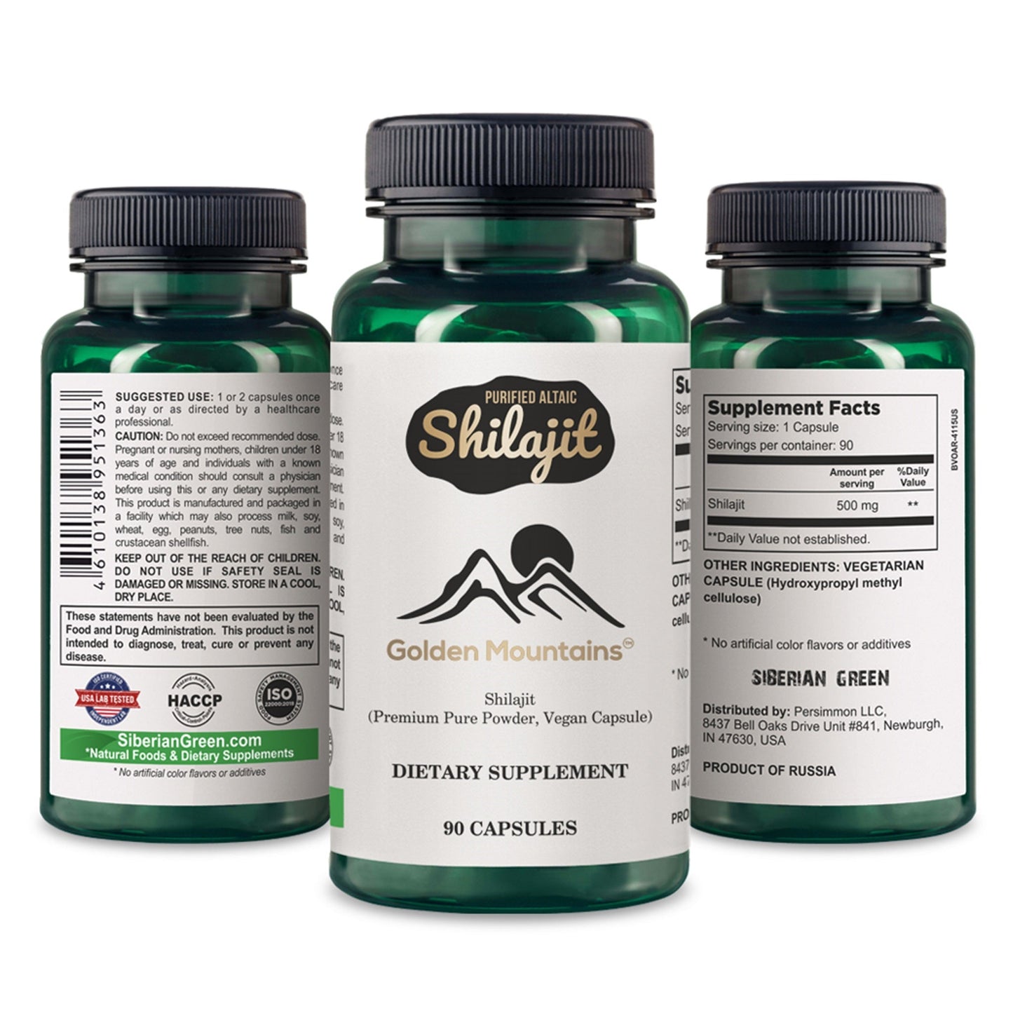 Golden Mountains Shilajit Vegan Capsules – 500mg | 90 Count - Concordia Style Boutique