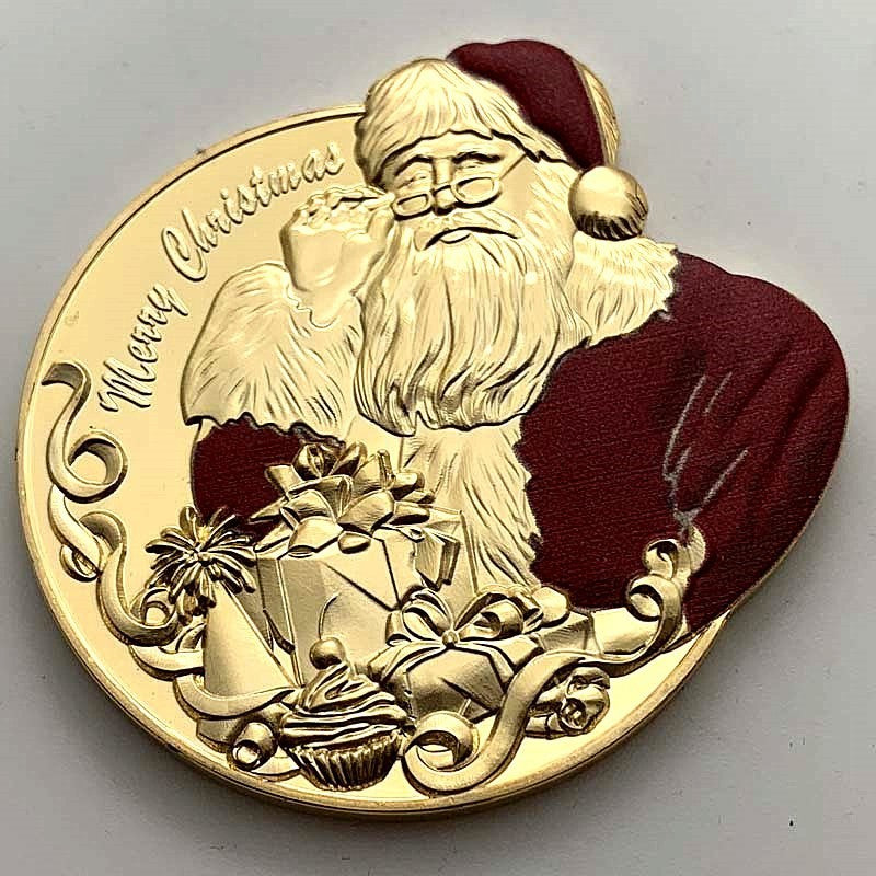 Silver Plated Commemorative Coin Badge Of Santa Claus - Concordia Style Boutique