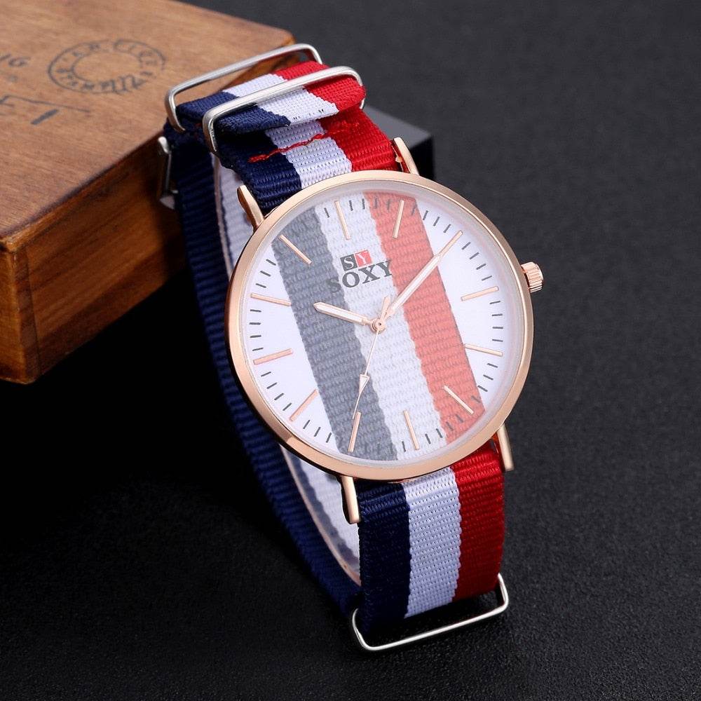 Striped Unisex Watch - Nylon Strap - Concordia Style Boutique