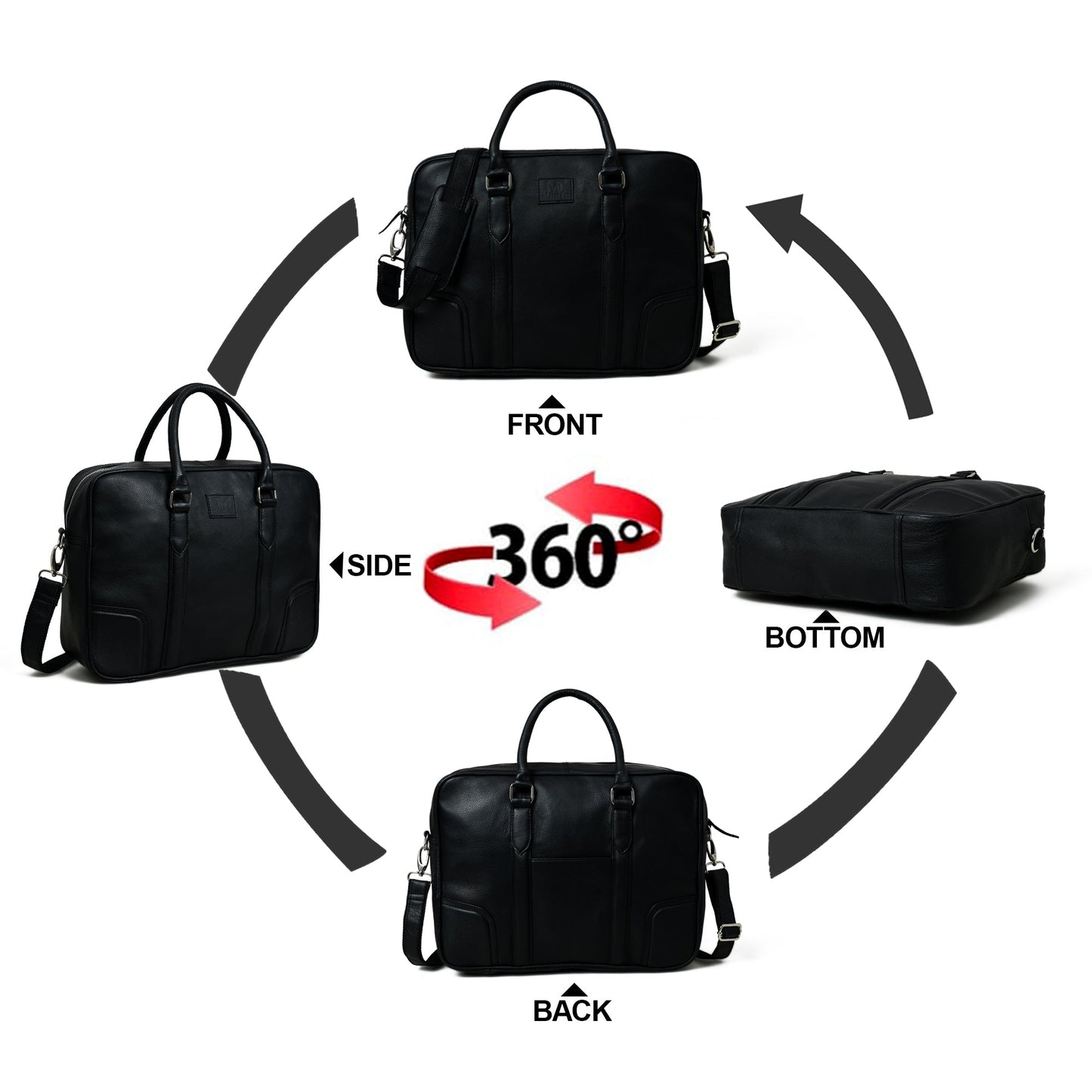 Texas Black Leather Briefcase - Concordia Style Boutique