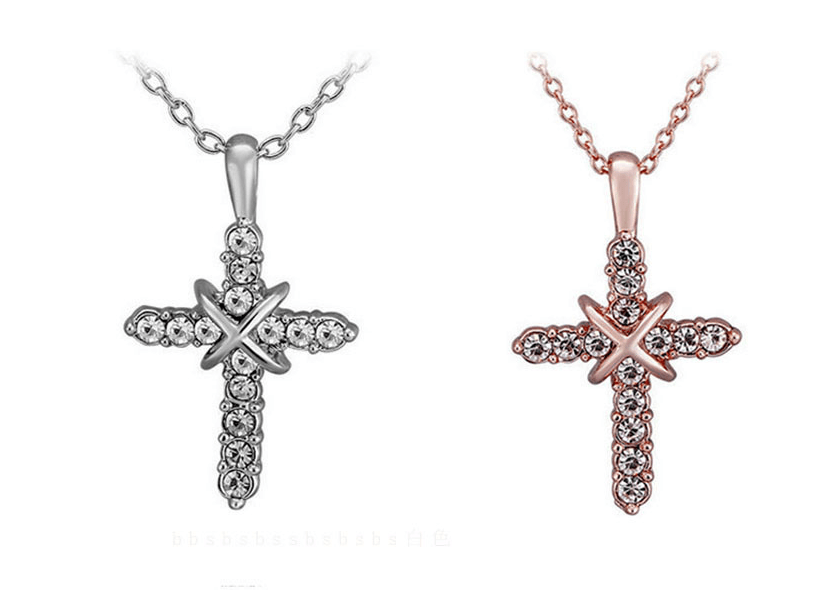 Studded Jesus Cross Necklace Clavicle Chain - Concordia Style Boutique